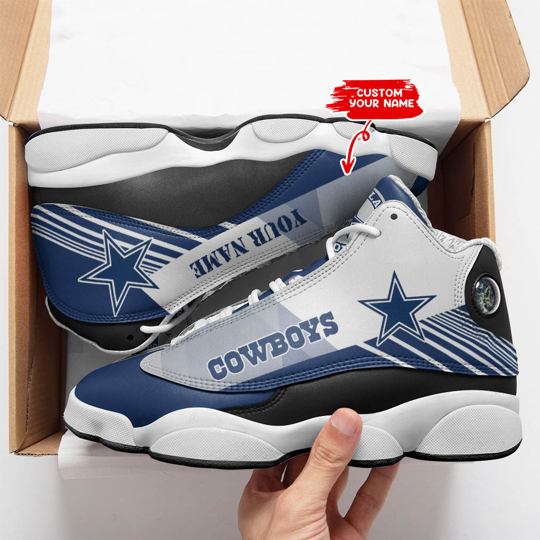 Ideafootwear Dallas Cowboys NFL AJ13 Sneakers Shoes For Men And Women