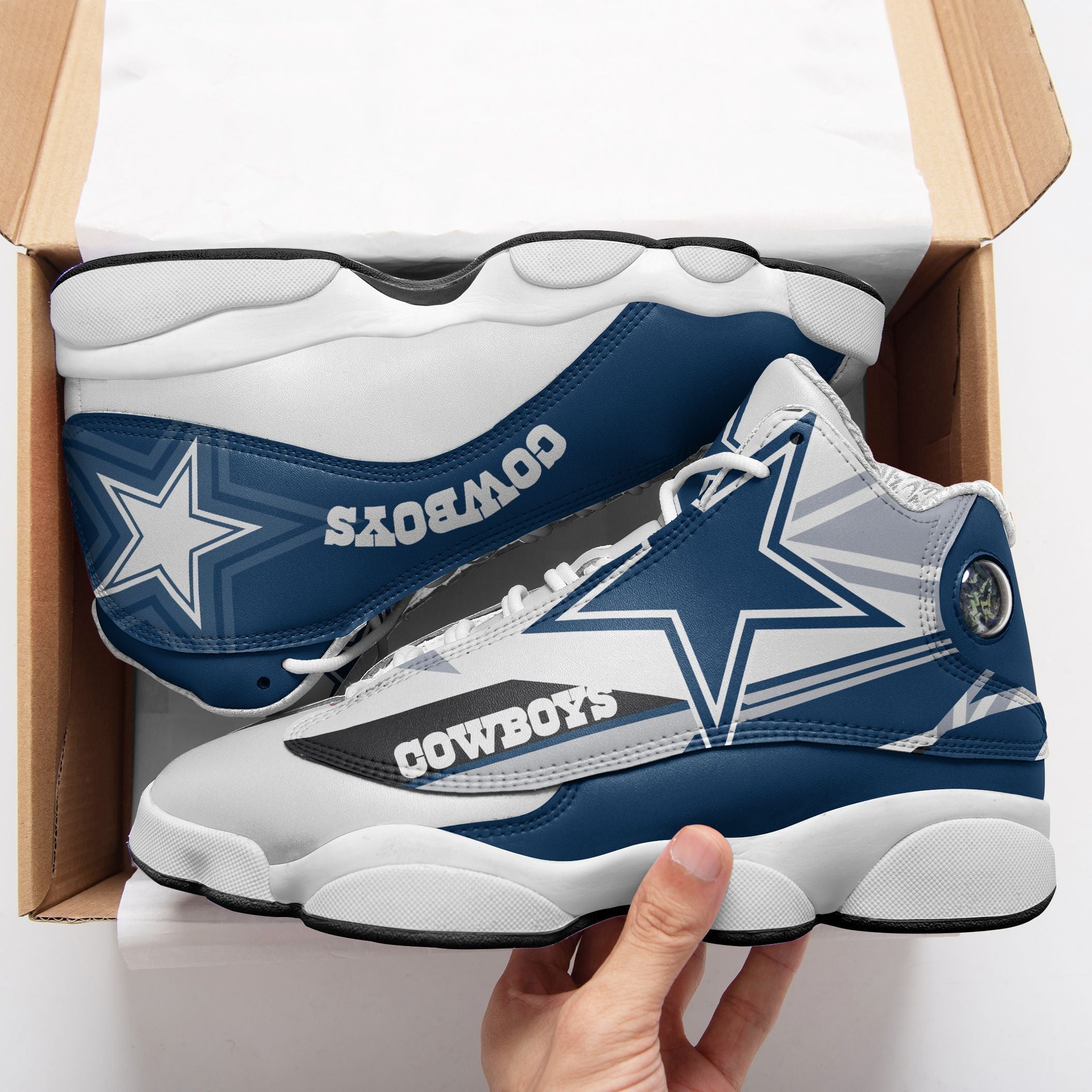 Ideafootwear Dallas Cowboys NFL AJ13 Sneakers Shoes For Men And Women