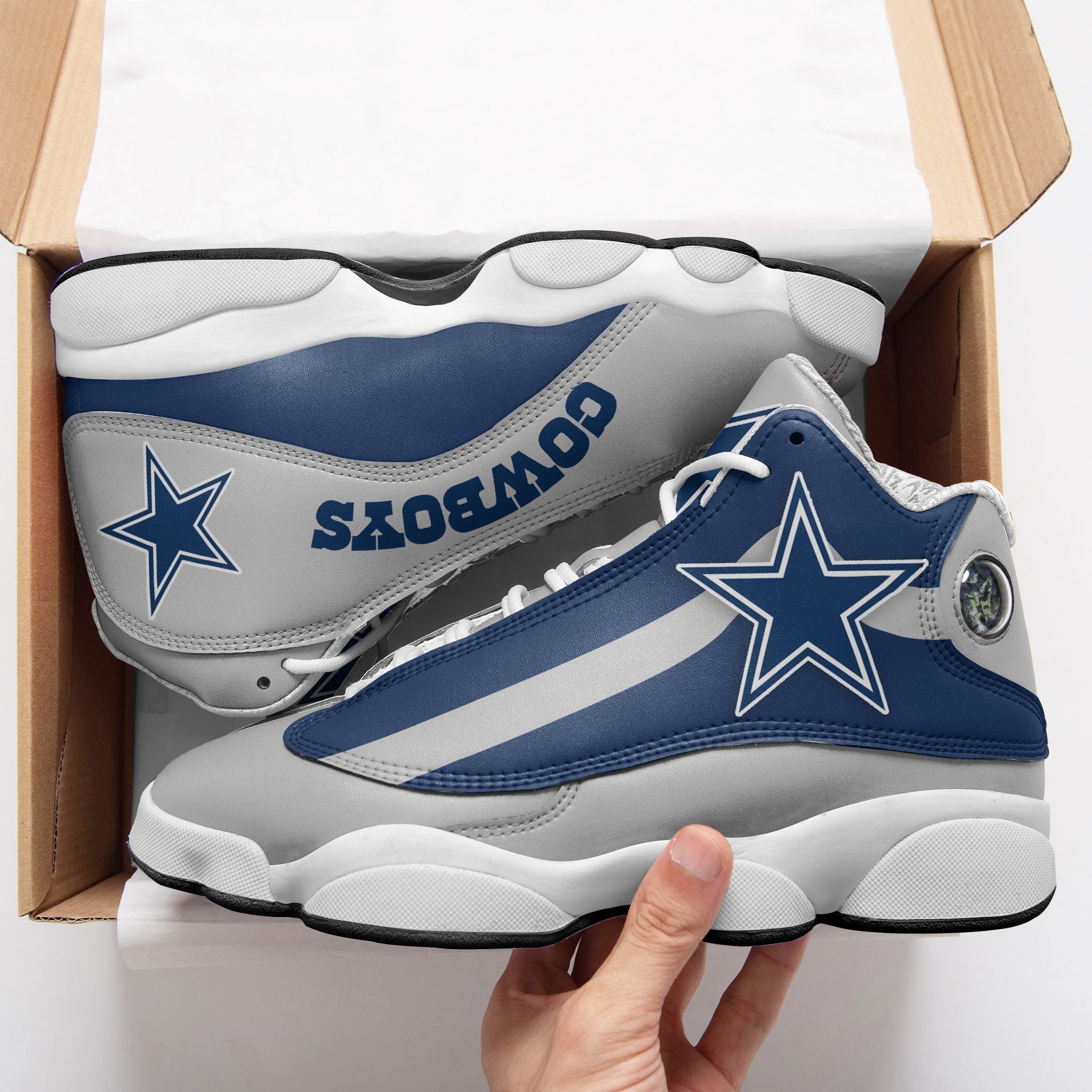 Ideafootwear Dallas Cowboys NFL AJ13 Sneakers Shoes For Men And Women