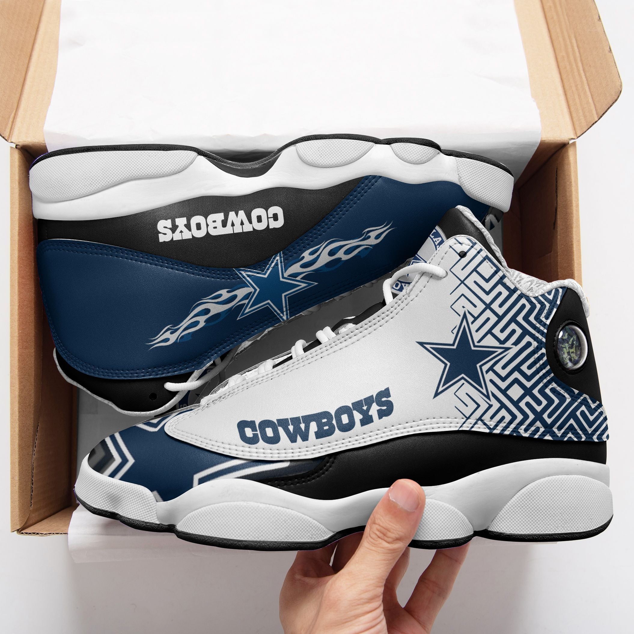 Ideafootwear Dallas Cowboys NFL AJ13 Sneakers Shoes For Men And Women