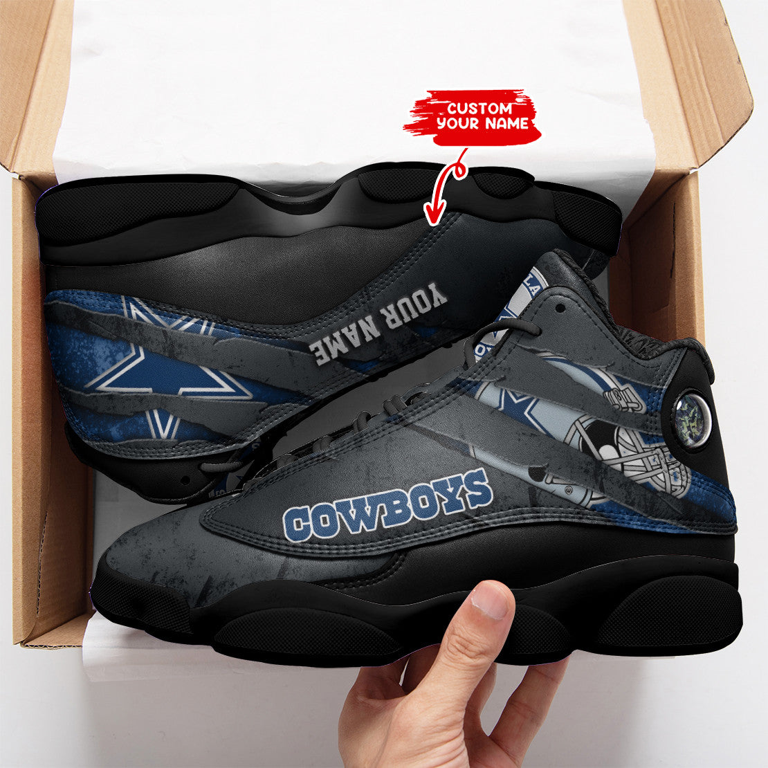 Ideafootwear Dallas Cowboys NFL AJ13 Sneakers Shoes For Men And Women