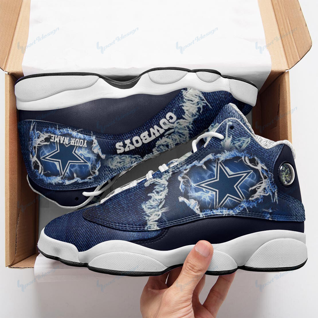 Ideafootwear Dallas Cowboys NFL AJ13 Sneakers Shoes For Men And Women