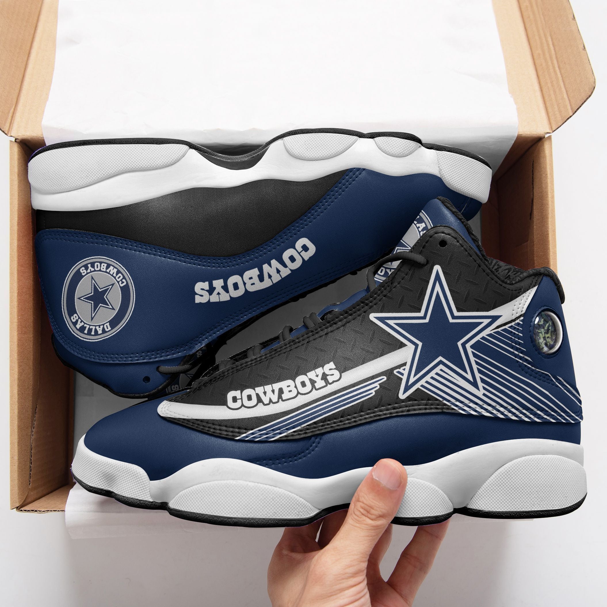 Ideafootwear Dallas Cowboys NFL AJ13 Sneakers Shoes For Men And Women
