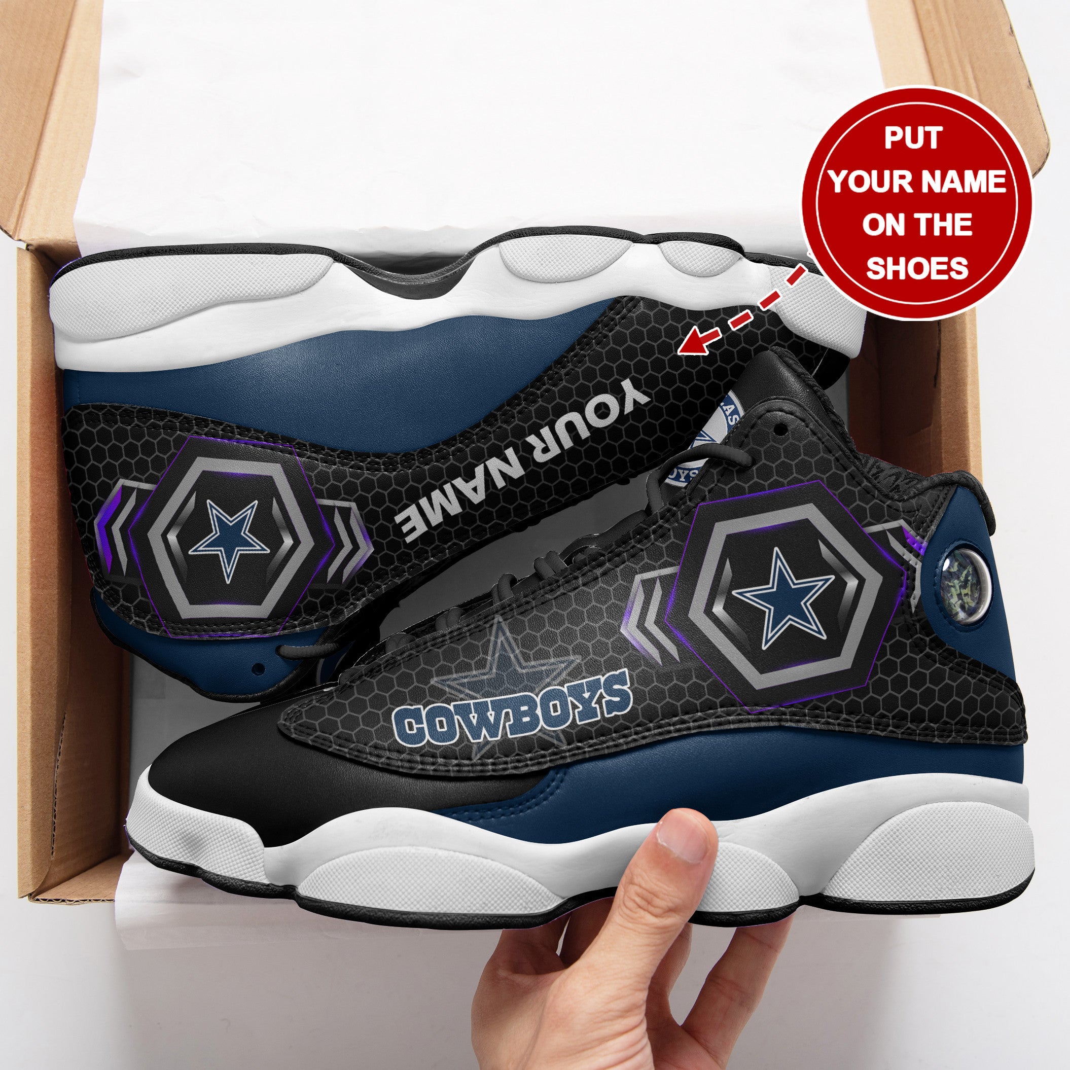 Ideafootwear Dallas Cowboys NFL AJ13 Sneakers Shoes For Men And Women