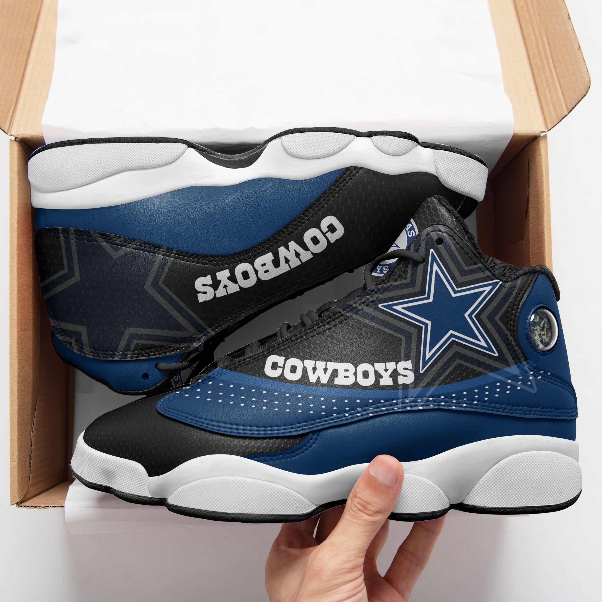 Ideafootwear Dallas Cowboys NFL AJ13 Sneakers Shoes For Men And Women