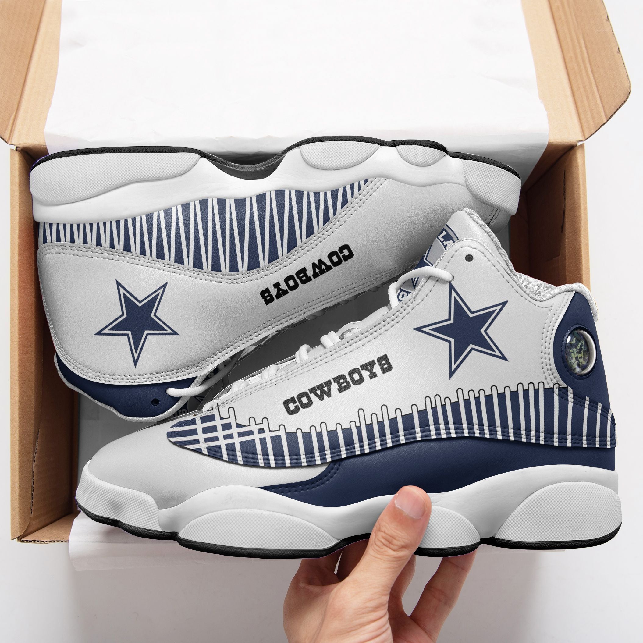 Ideafootwear Dallas Cowboys NFL AJ13 Sneakers Shoes For Men And Women