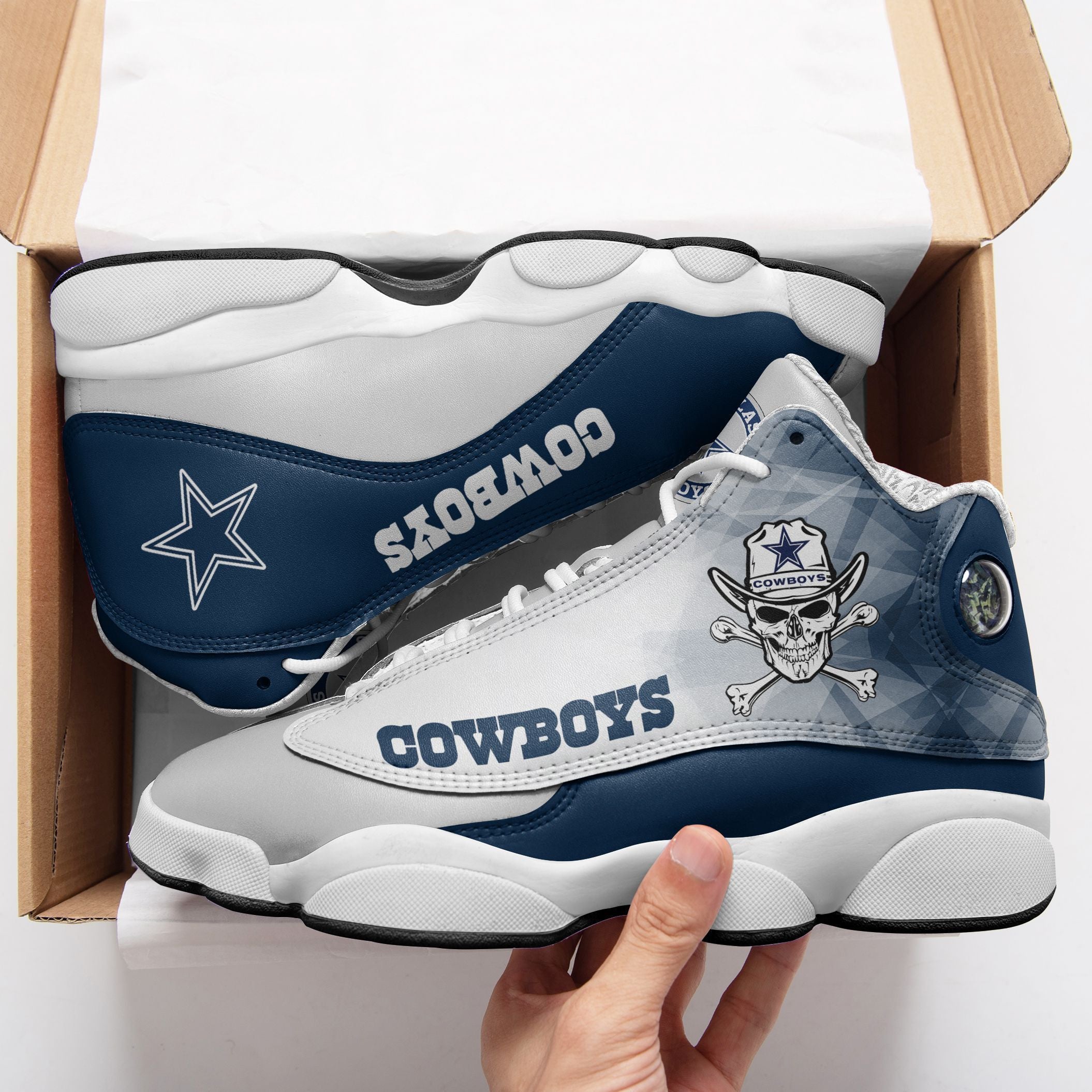 Ideafootwear Dallas Cowboys NFL AJ13 Sneakers Shoes For Men And Women