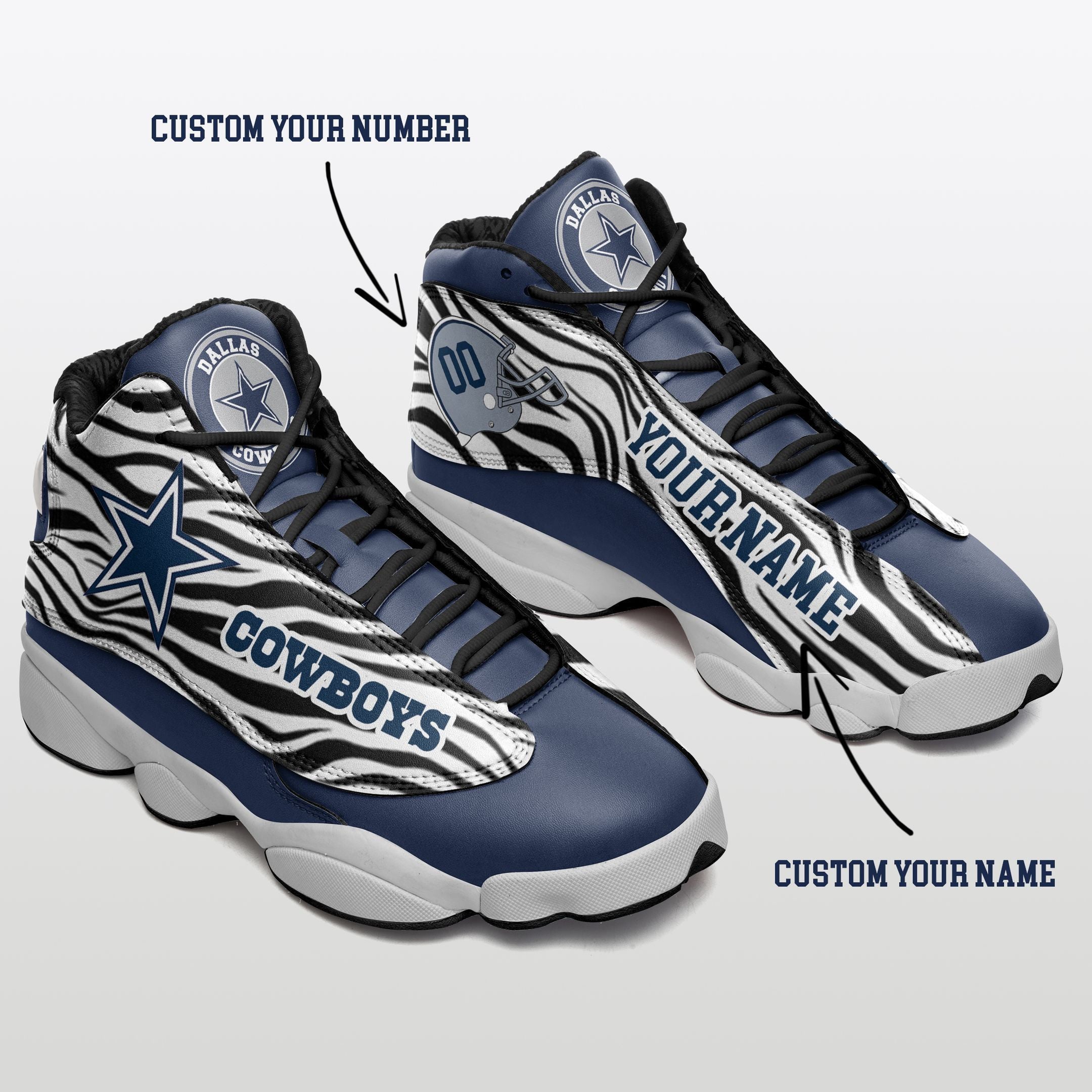 Ideafootwear Dallas Cowboys NFL AJ13 Sneakers Shoes For Men And Women