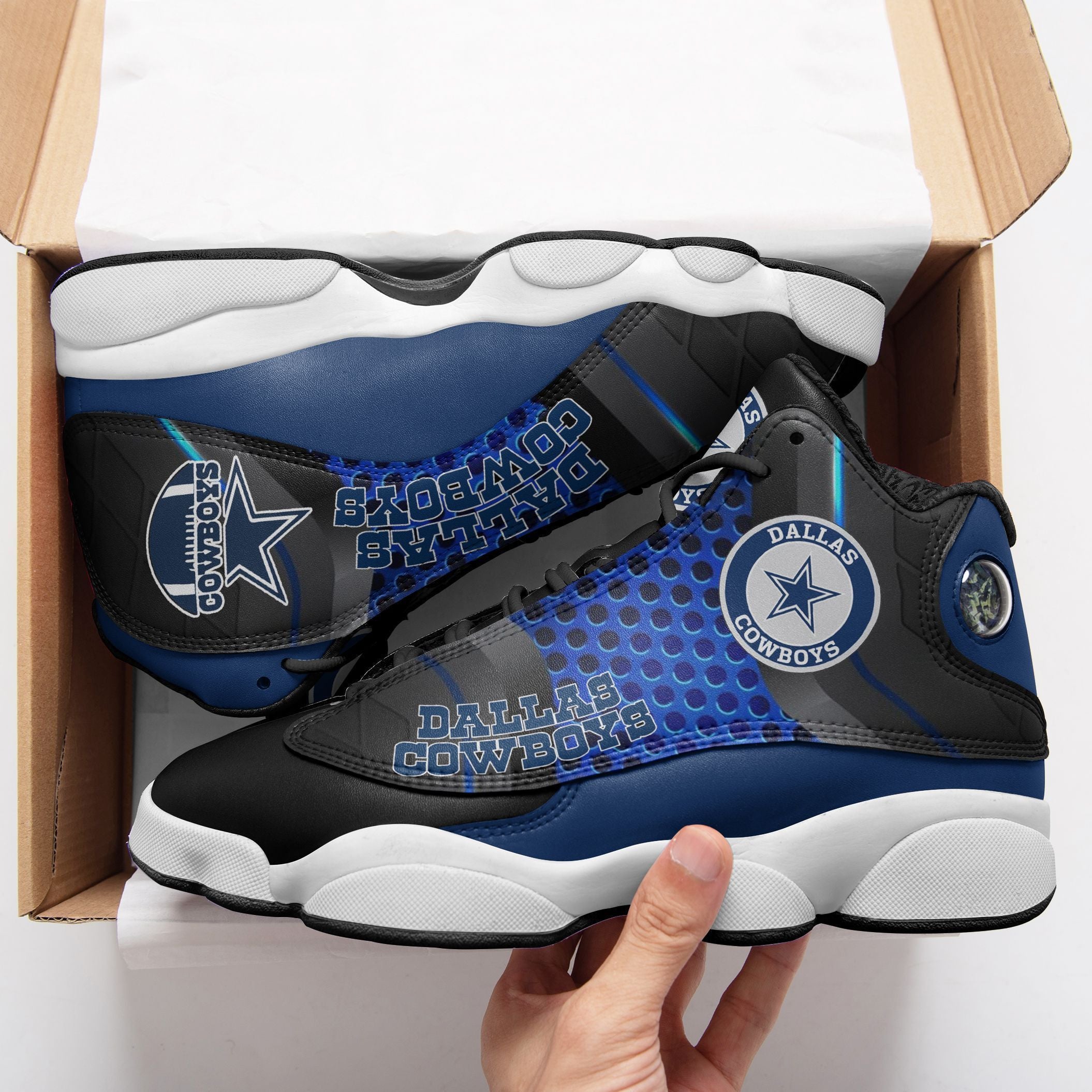 Ideafootwear Dallas Cowboys NFL AJ13 Sneakers Shoes For Men And Women