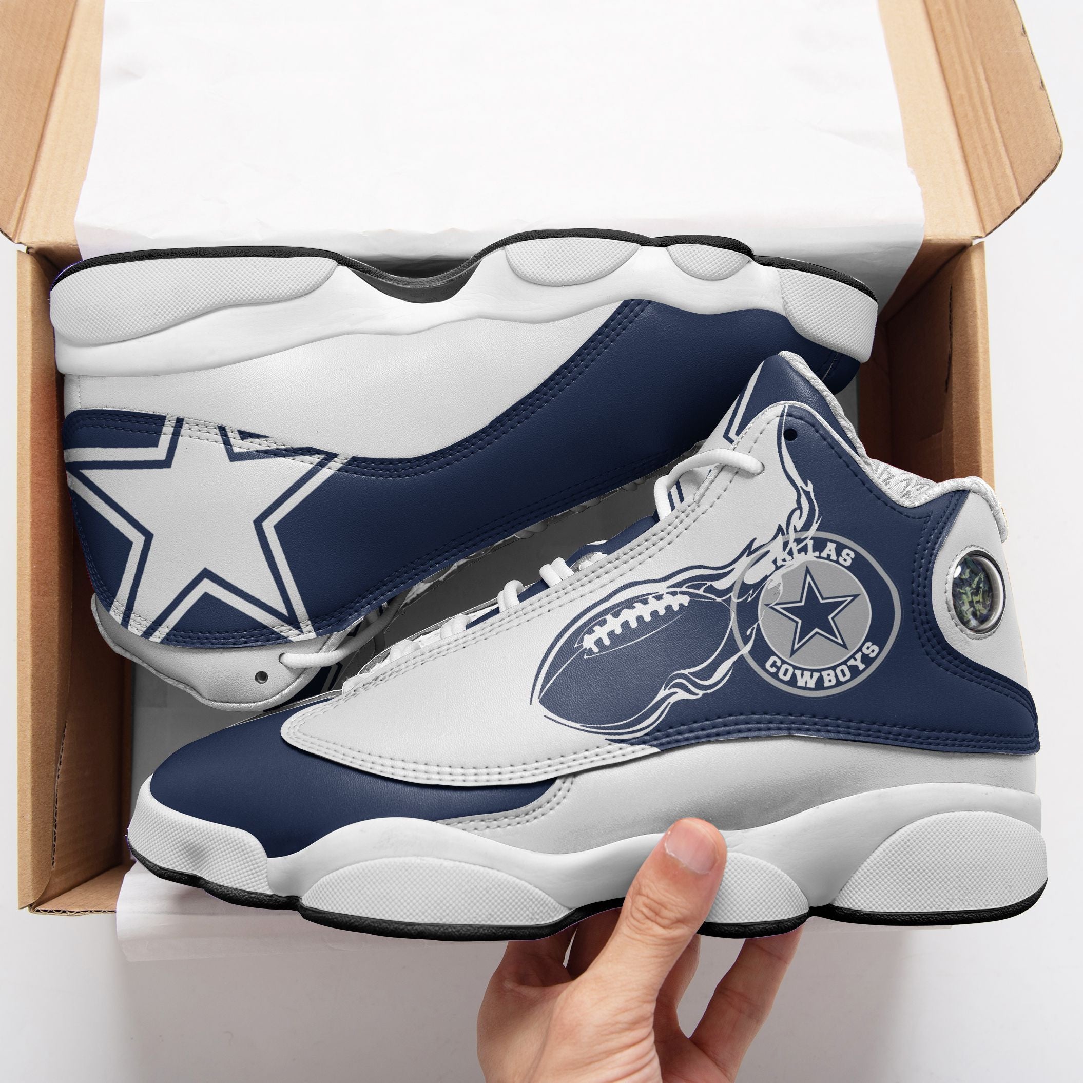 Ideafootwear Dallas Cowboys NFL AJ13 Sneakers Shoes For Men And Women