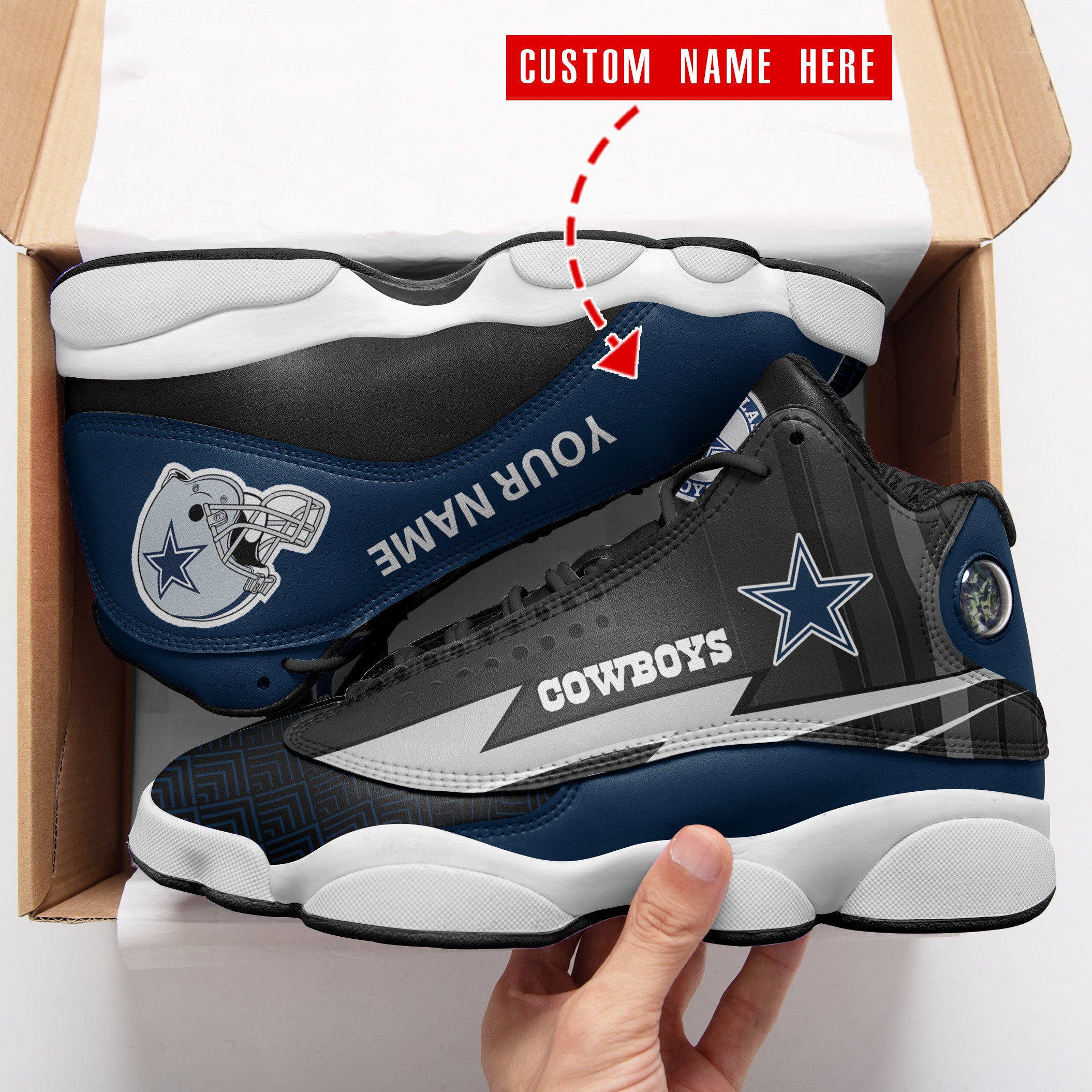 Ideafootwear Dallas Cowboys NFL AJ13 Sneakers Shoes For Men And Women