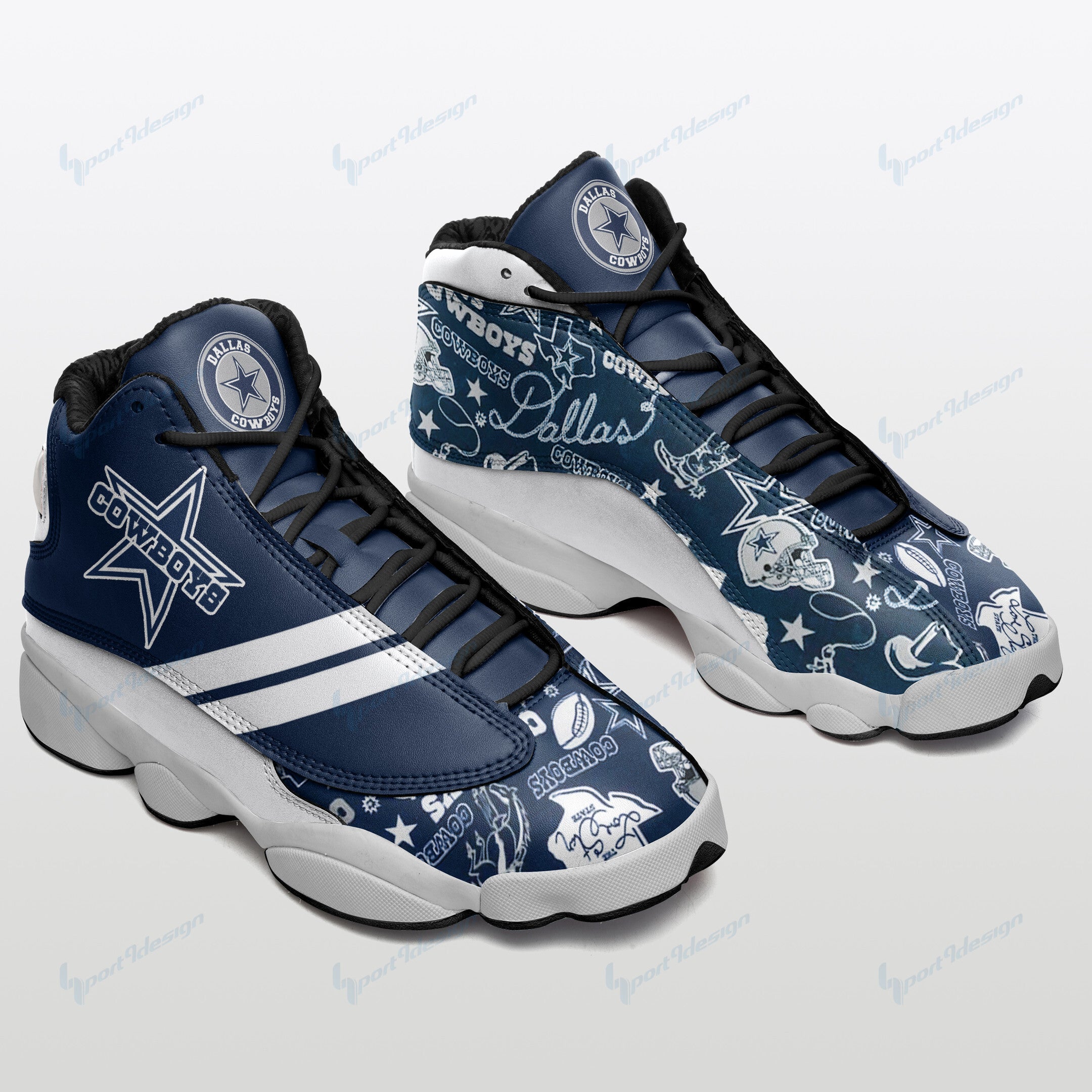 Ideafootwear Dallas Cowboys NFL AJ13 Sneakers Shoes For Men And Women
