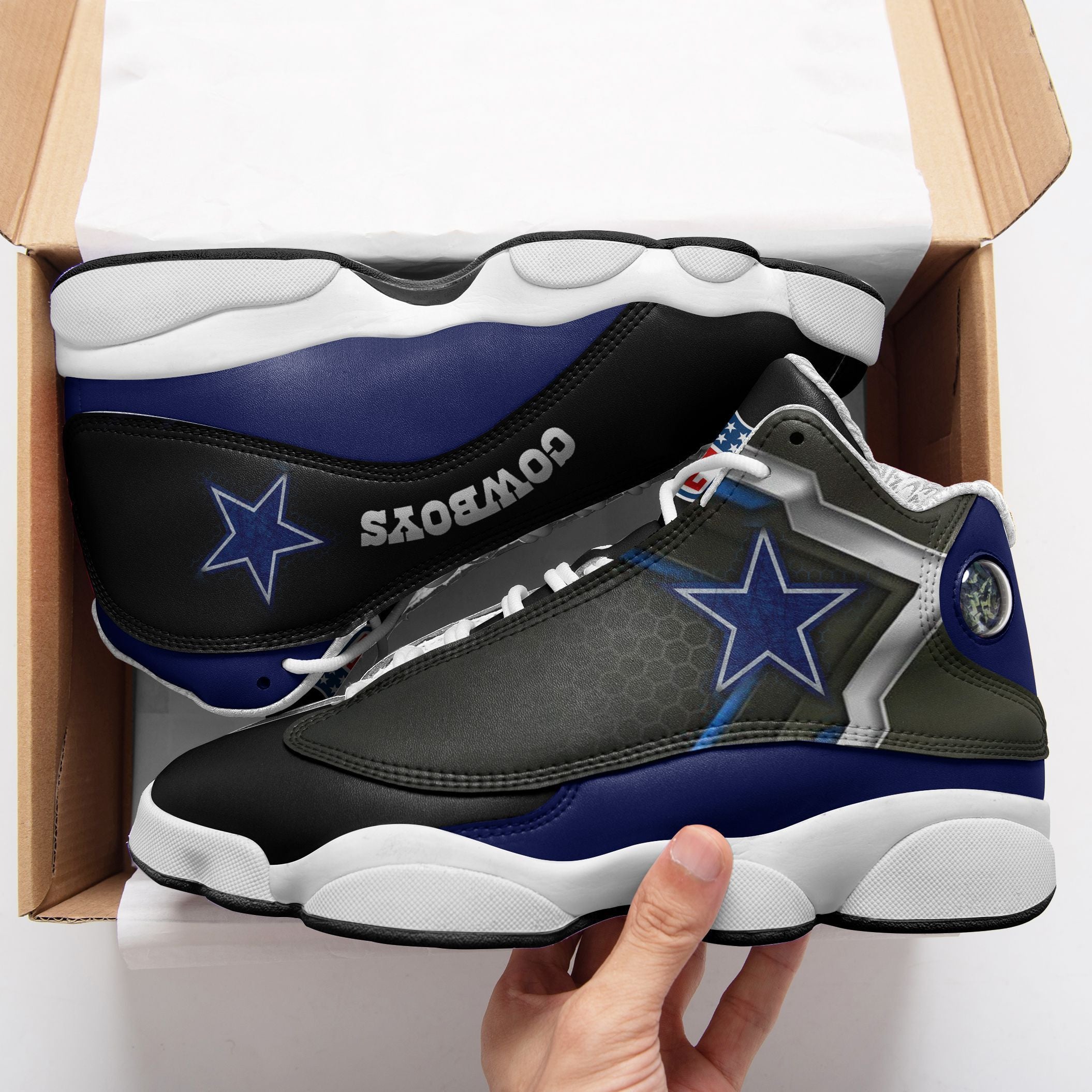 Ideafootwear Dallas Cowboys NFL AJ13 Sneakers Shoes For Men And Women