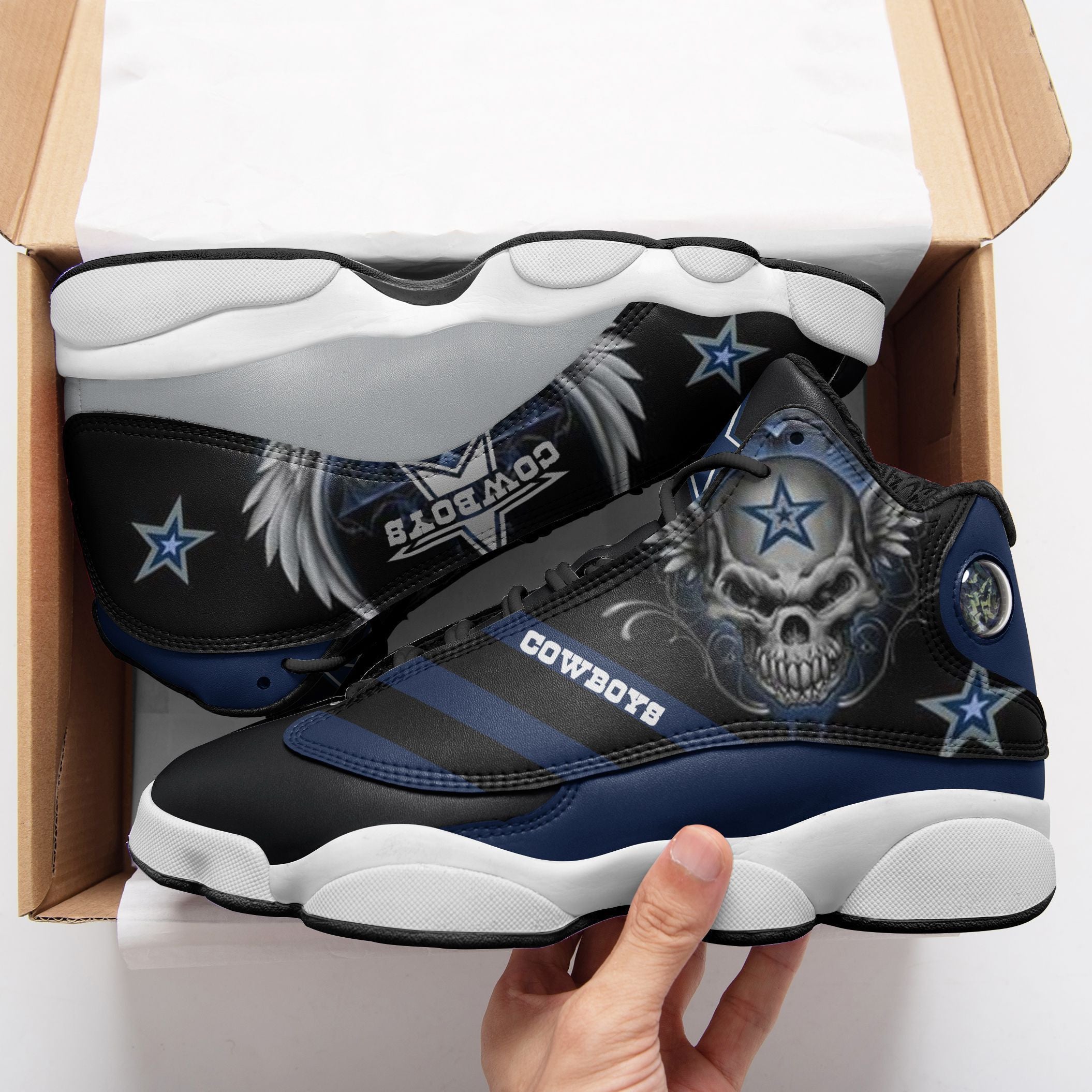 Ideafootwear Dallas Cowboys NFL AJ13 Sneakers Shoes For Men And Women