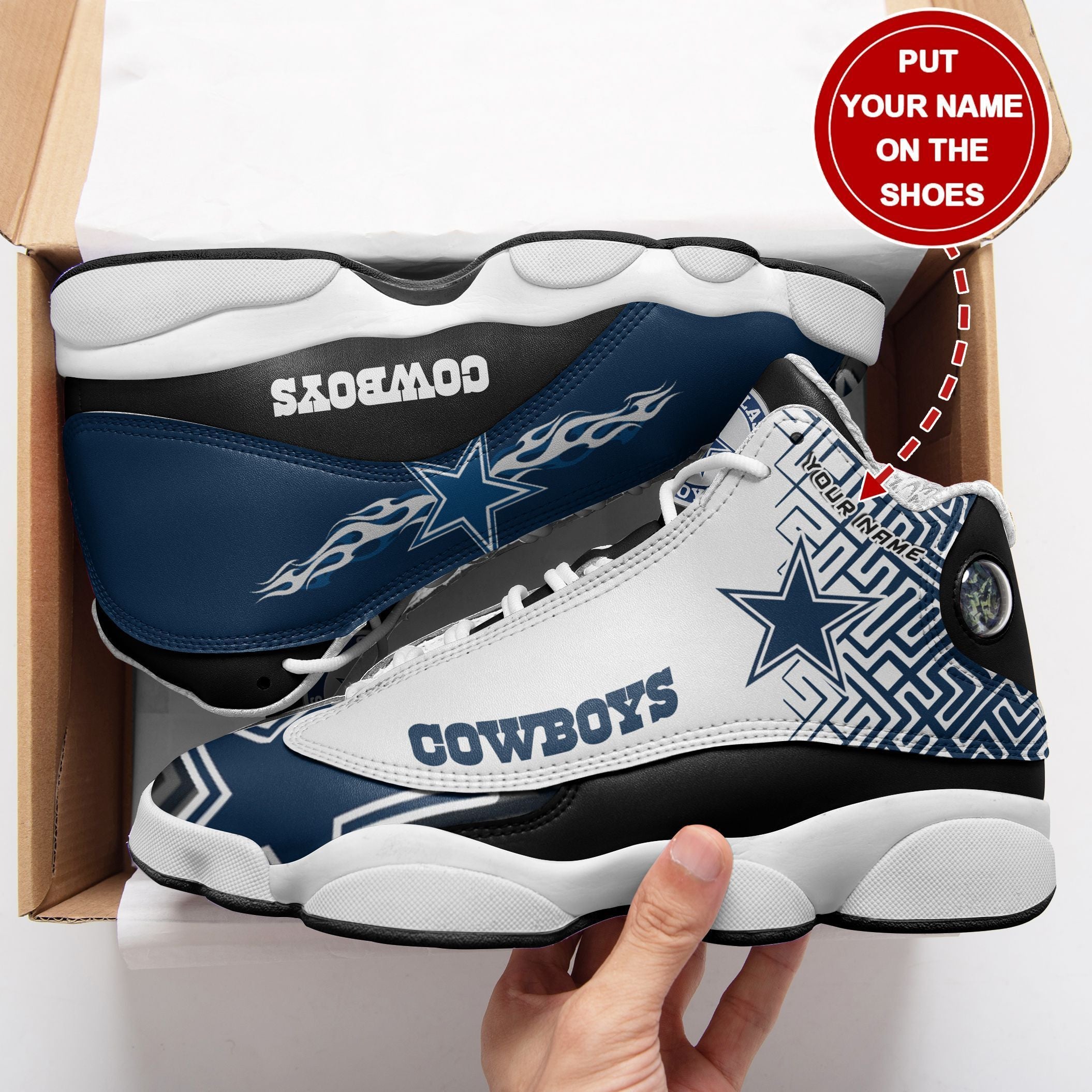 Ideafootwear Dallas Cowboys NFL AJ13 Sneakers Shoes For Men And Women