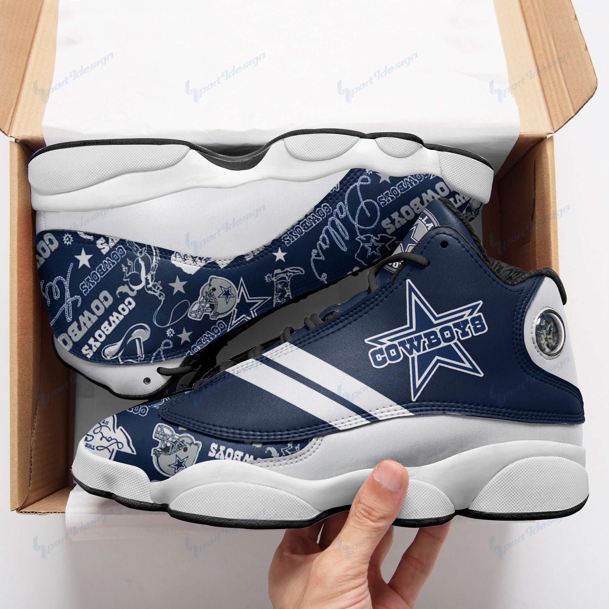 Ideafootwear Dallas Cowboys NFL AJ13 Sneakers Shoes For Men And Women