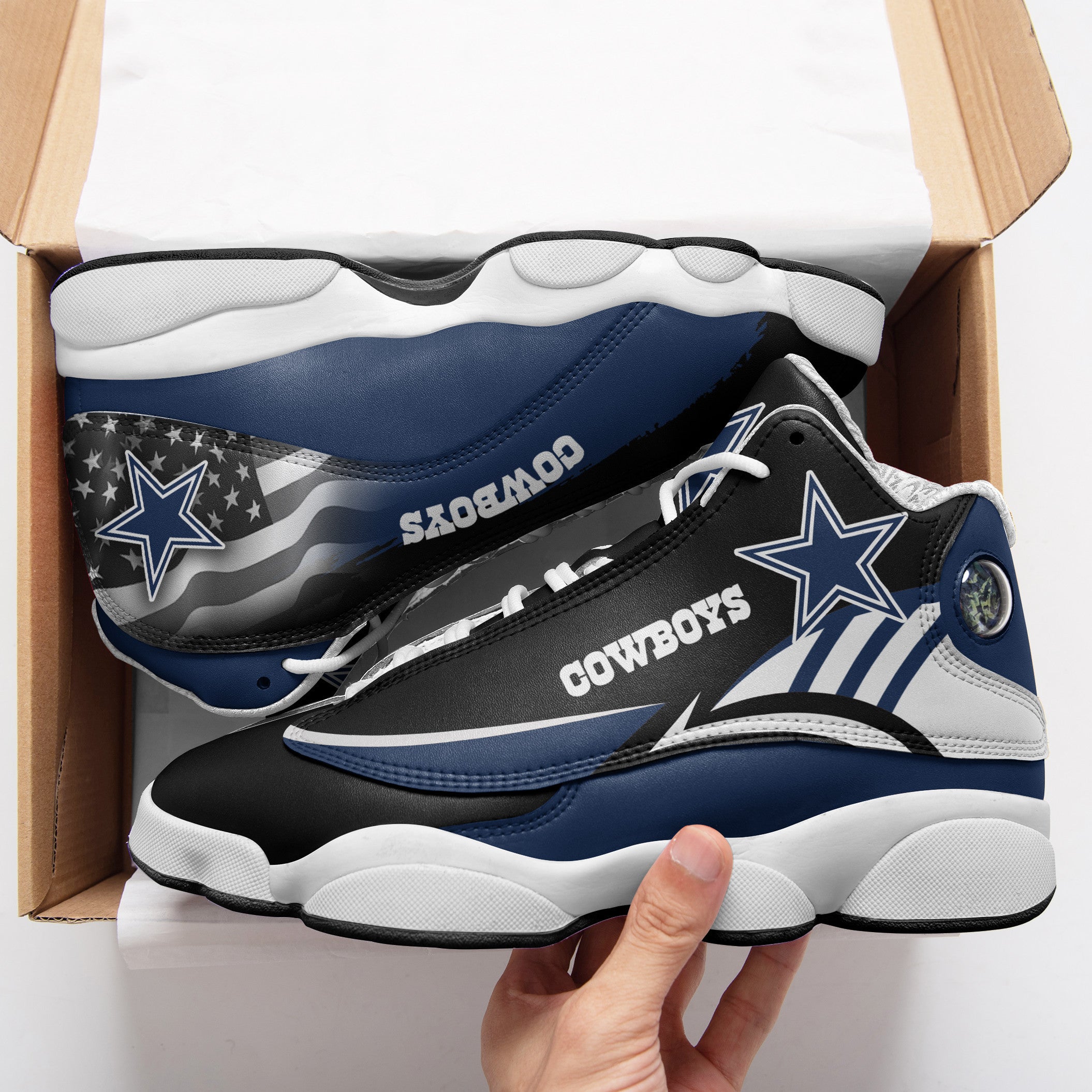 Ideafootwear Dallas Cowboys NFL AJ13 Sneakers Shoes For Men And Women