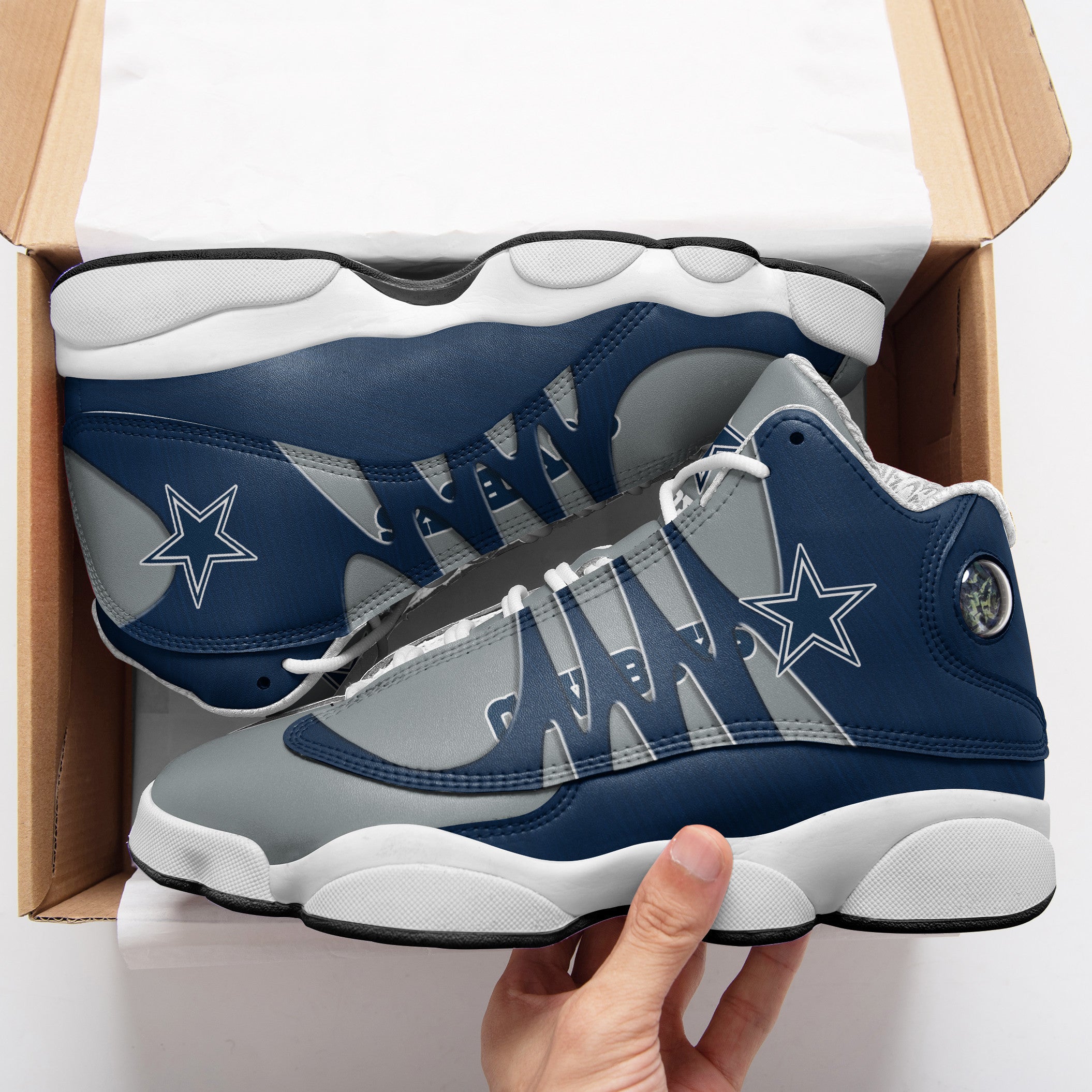 Ideafootwear Dallas Cowboys NFL AJ13 Sneakers Shoes For Men And Women