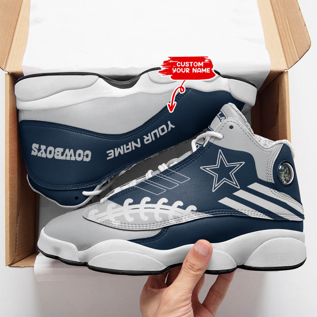 Ideafootwear Dallas Cowboys NFL AJ13 Sneakers Shoes For Men And Women