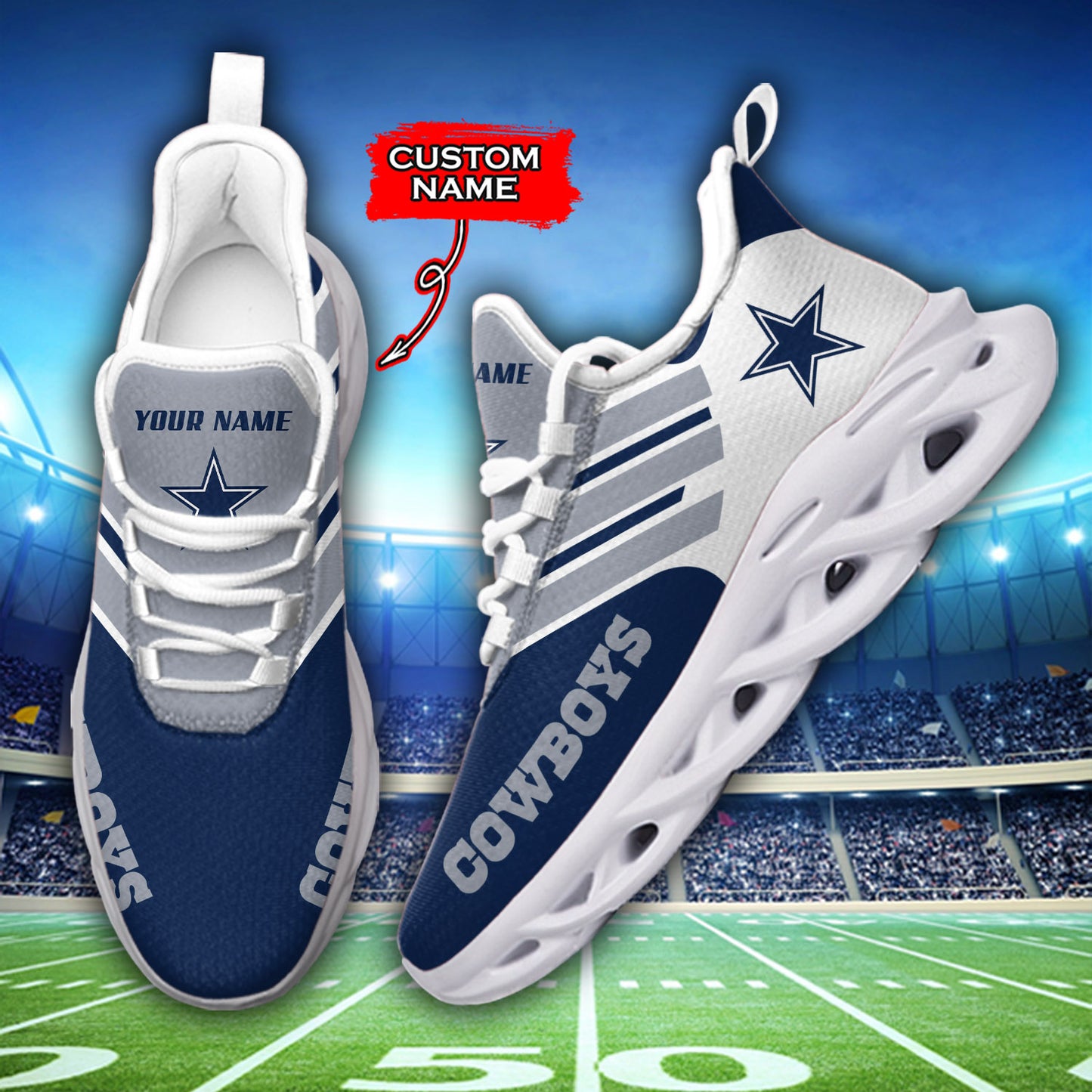 Ideafootwear Dallas Cowboys NFL Max Soul Shoes Sneakers For Men And Women