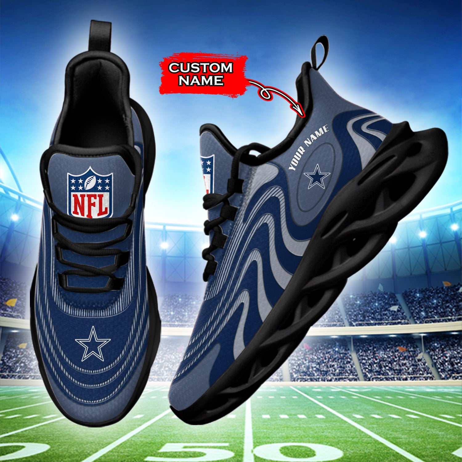 Ideafootwear Dallas Cowboys NFL Max Soul Shoes Sneakers For Men And Women