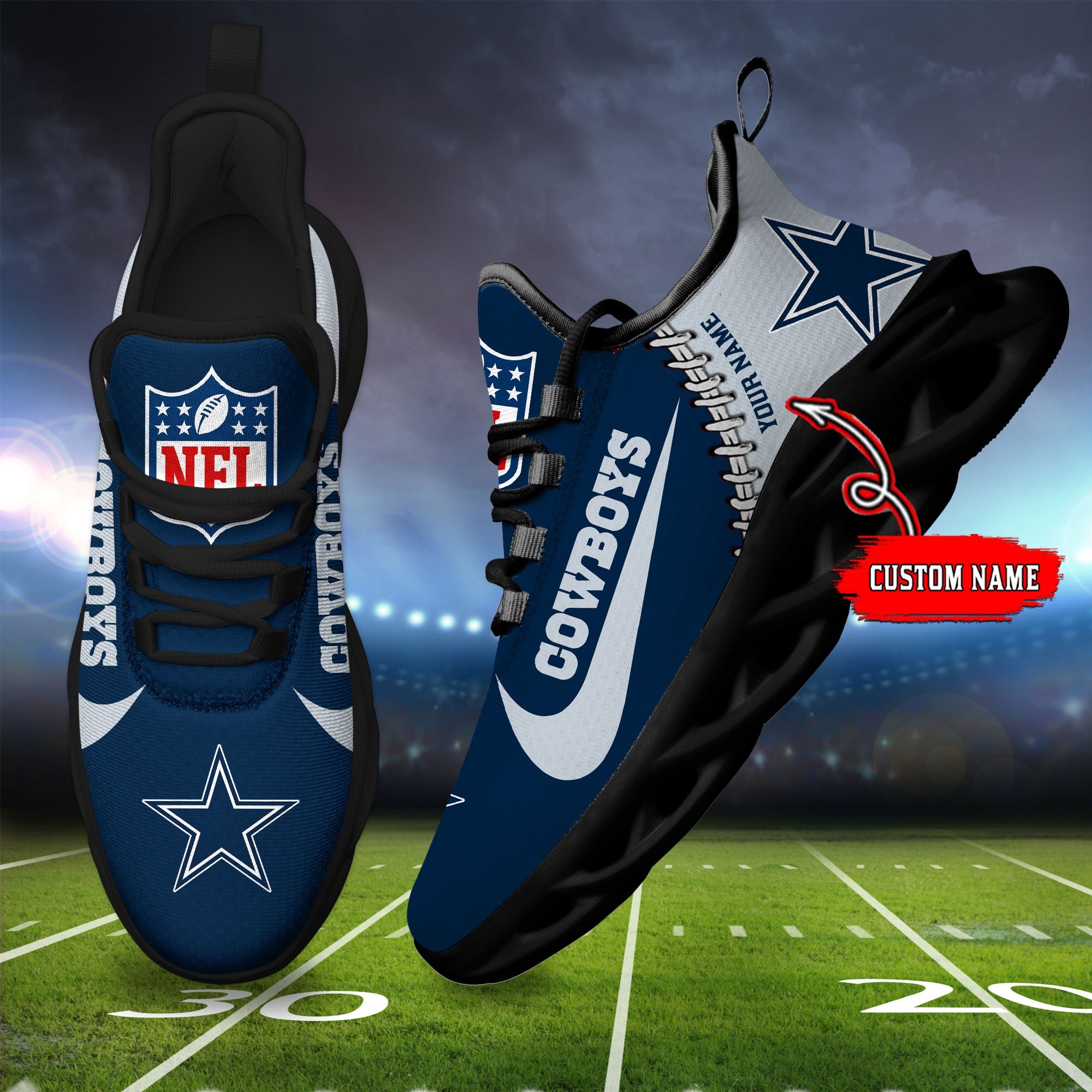 Ideafootwear Dallas Cowboys NFL Max Soul Shoes Sneakers For Men And Women