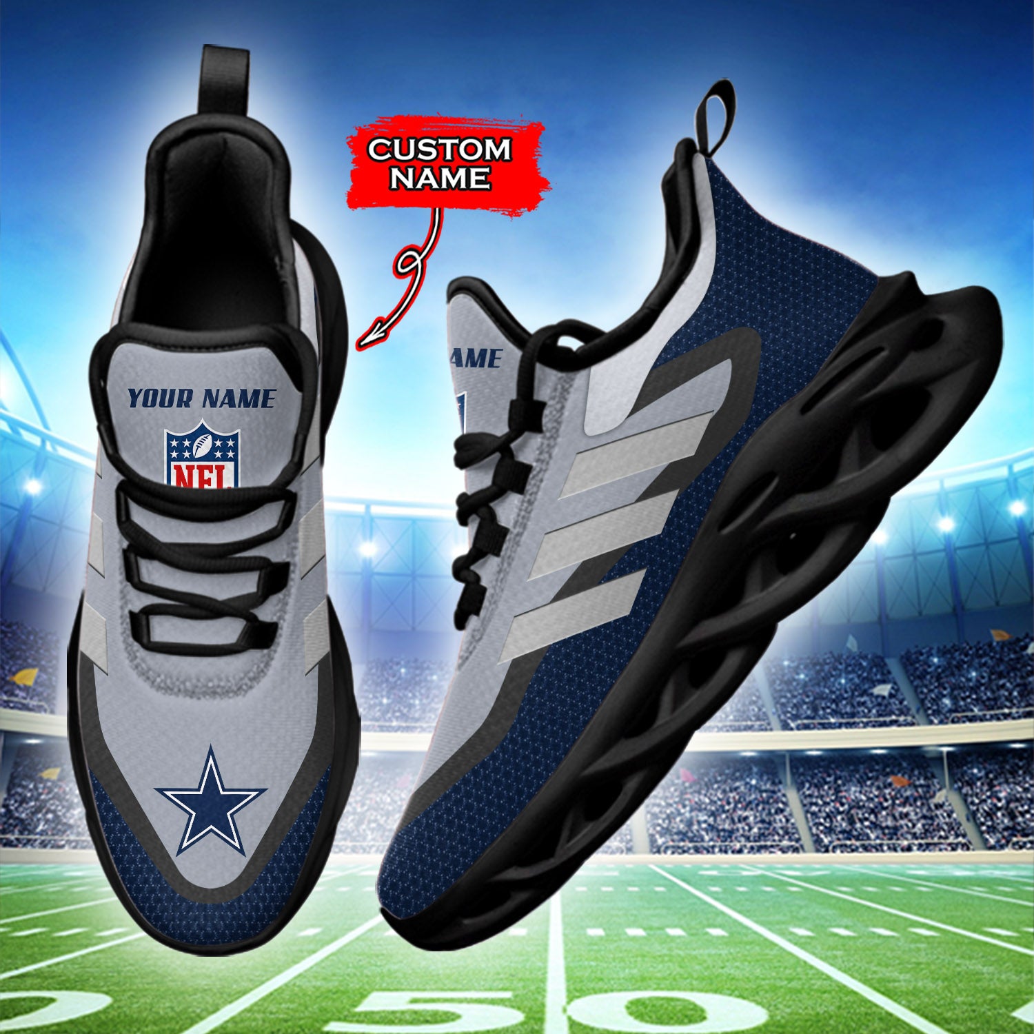 Ideafootwear Dallas Cowboys NFL Max Soul Shoes Sneakers For Men And Women