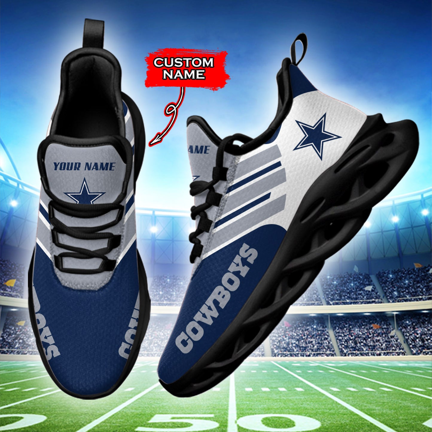 Ideafootwear Dallas Cowboys NFL Max Soul Shoes Sneakers For Men And Women