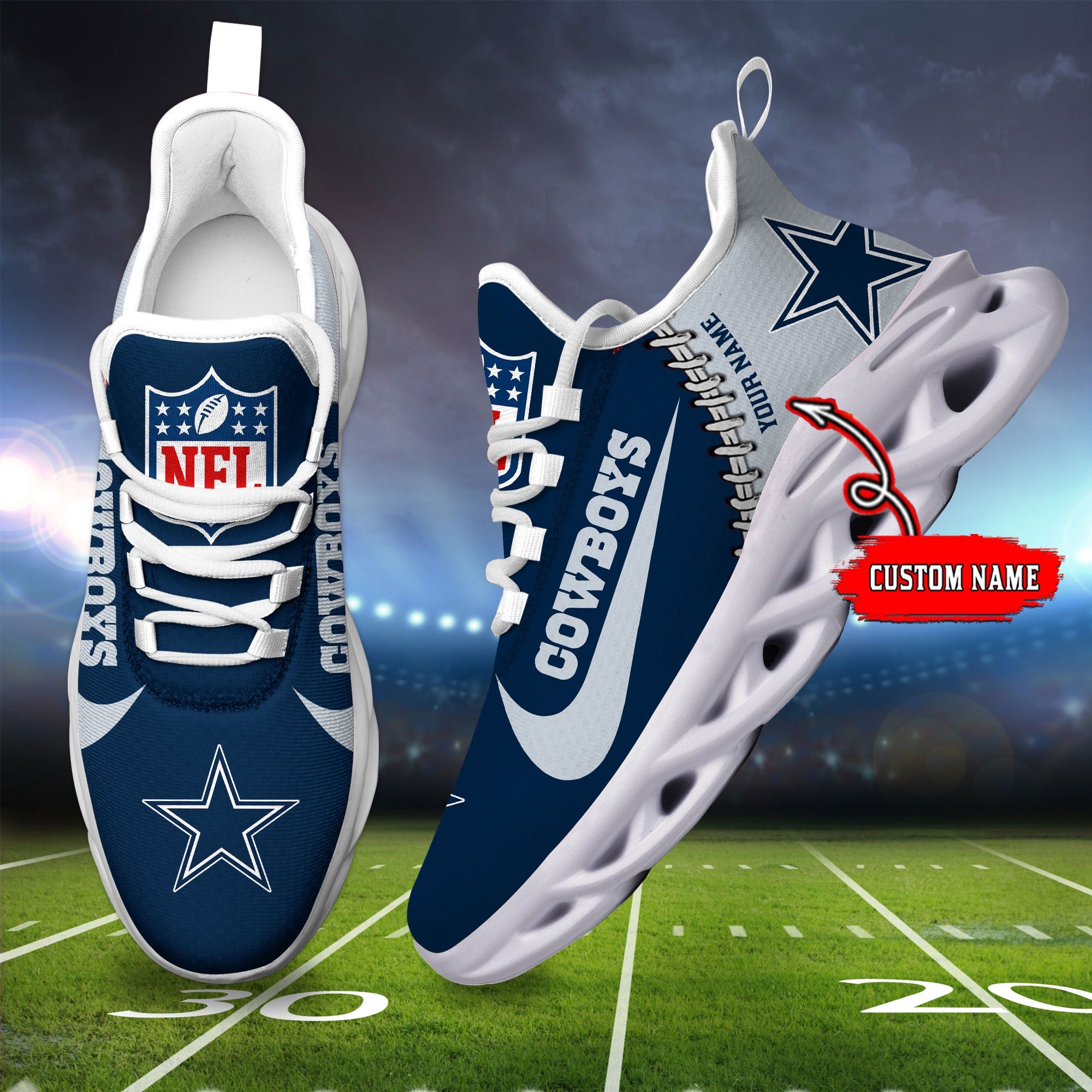 Ideafootwear Dallas Cowboys NFL Max Soul Shoes Sneakers For Men And Women