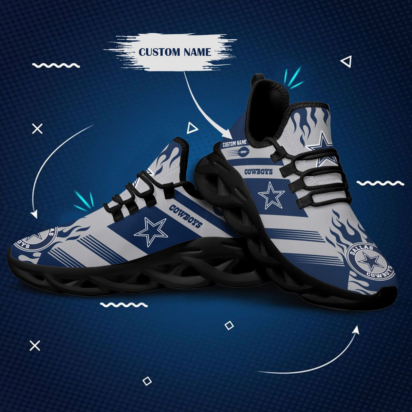 Ideafootwear Dallas Cowboys NFL Max Soul Shoes Sneakers For Men And Women