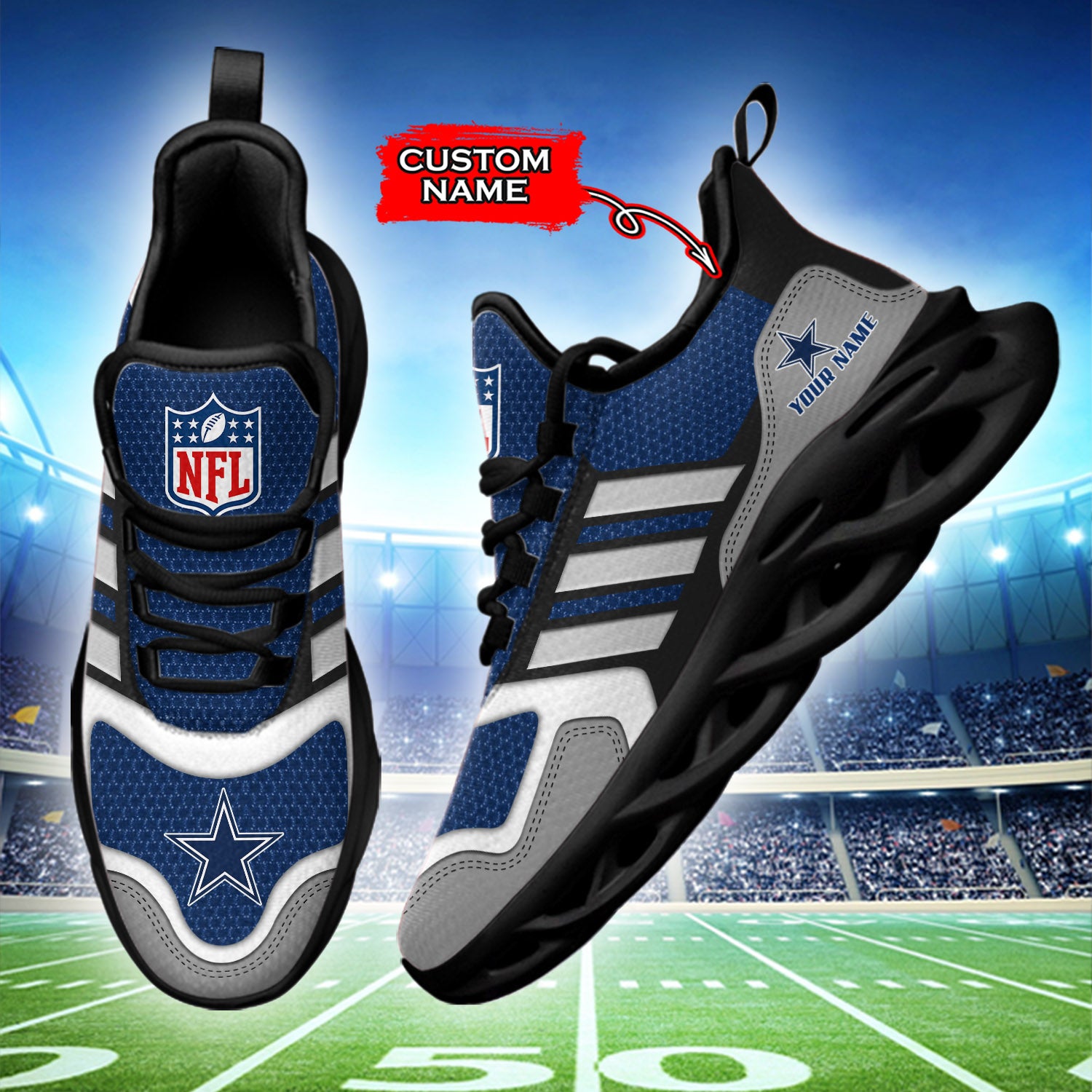 Ideafootwear Dallas Cowboys NFL Max Soul Shoes Sneakers For Men And Women