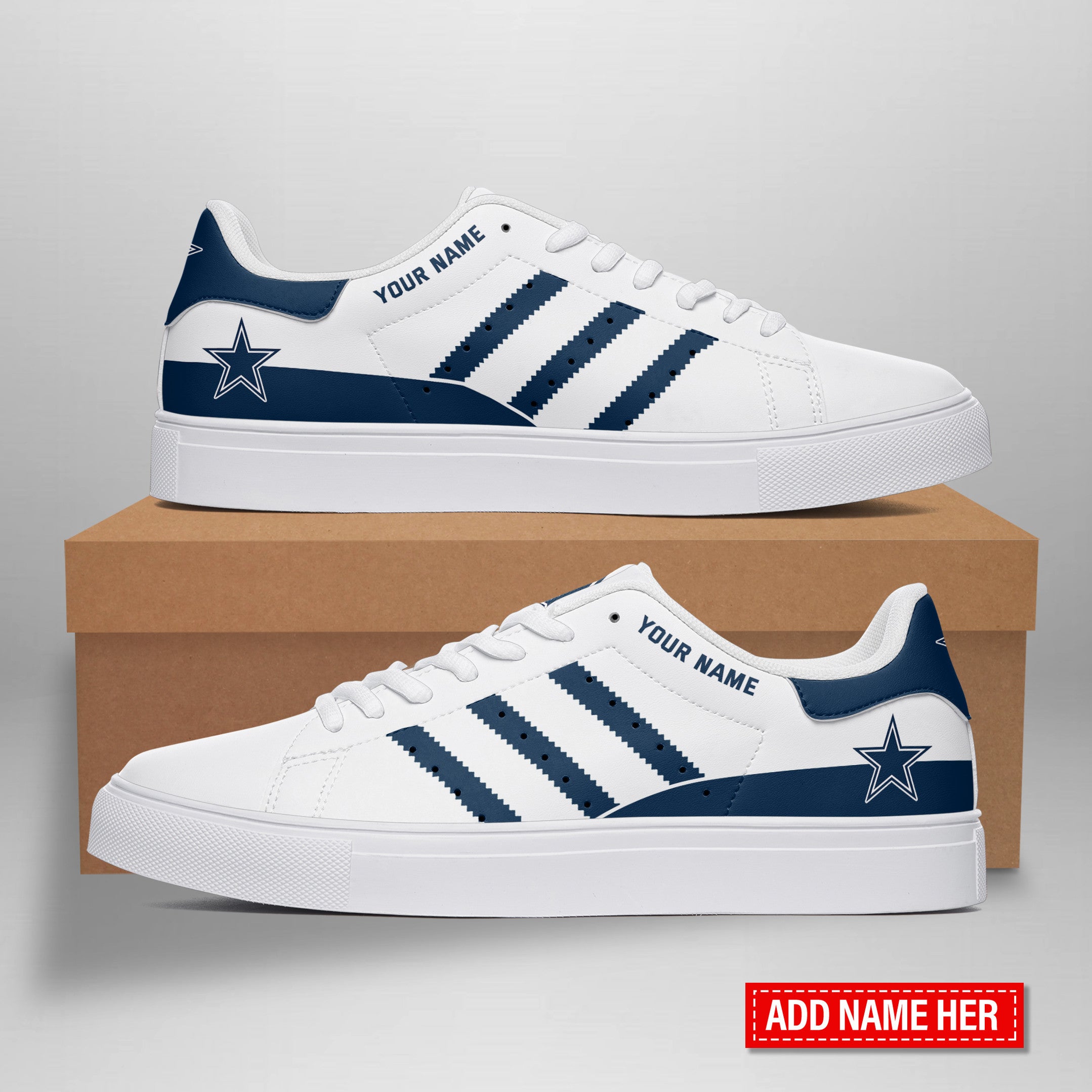 Ideafootwear Dallas Cowboys Skate Stan Shoes Sneakes For Men And Women
