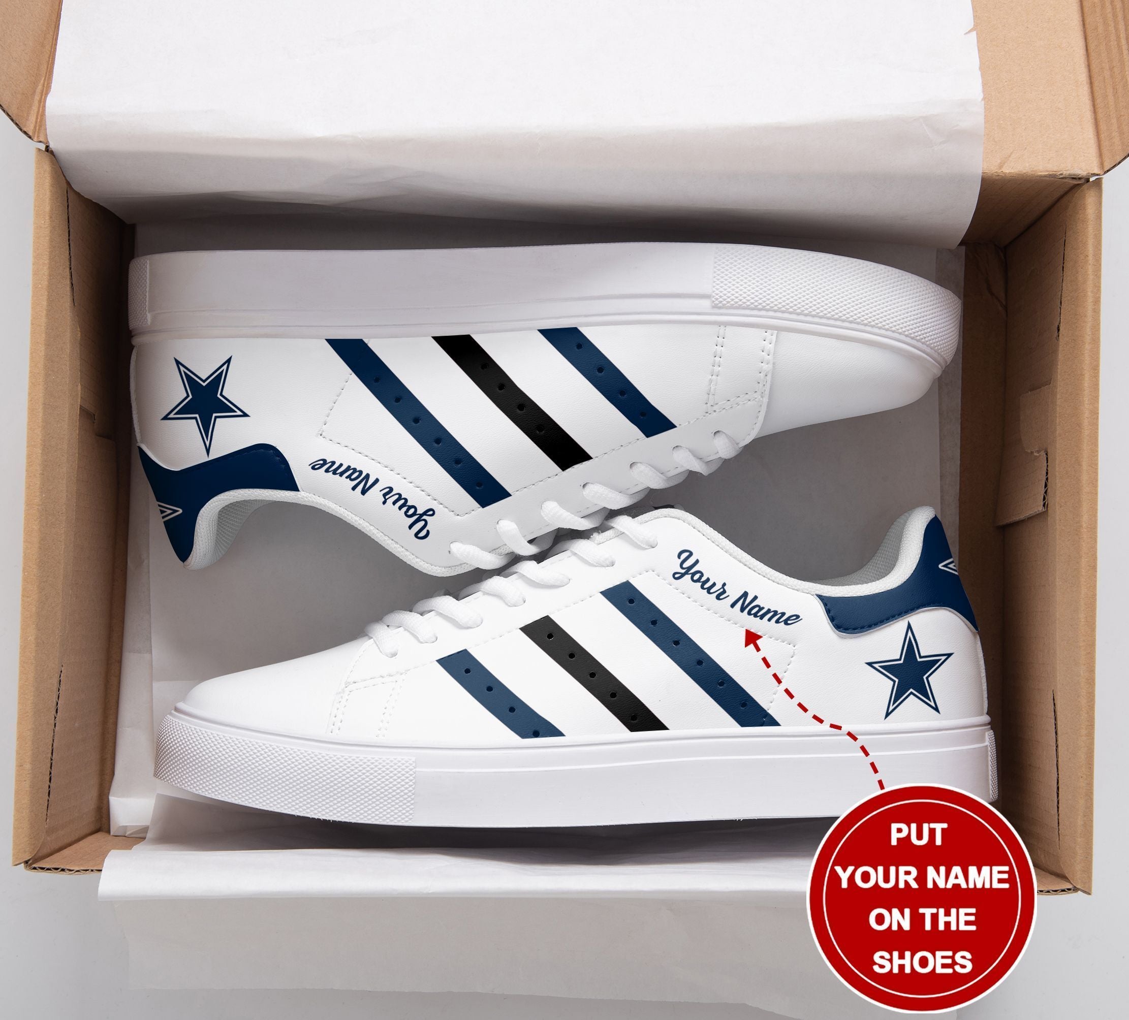 Ideafootwear Dallas Cowboys Skate Stan Shoes Sneakes For Men And Women