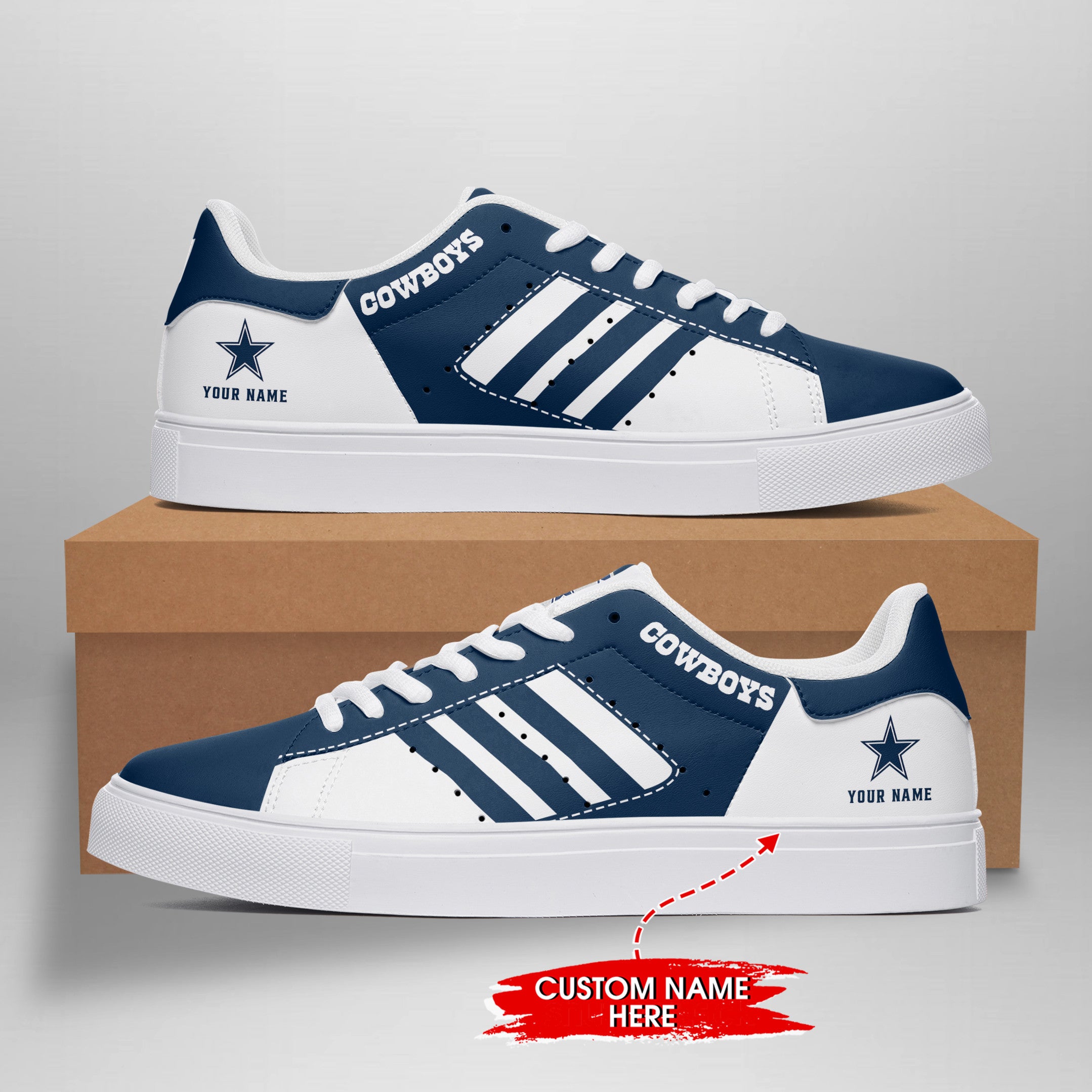 Ideafootwear Dallas Cowboys Skate Stan Shoes Sneakes For Men And Women