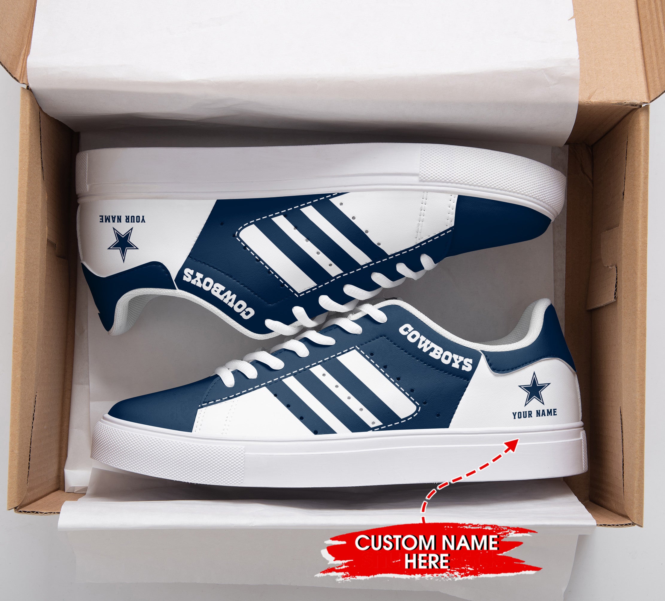Ideafootwear Dallas Cowboys Skate Stan Shoes Sneakes For Men And Women