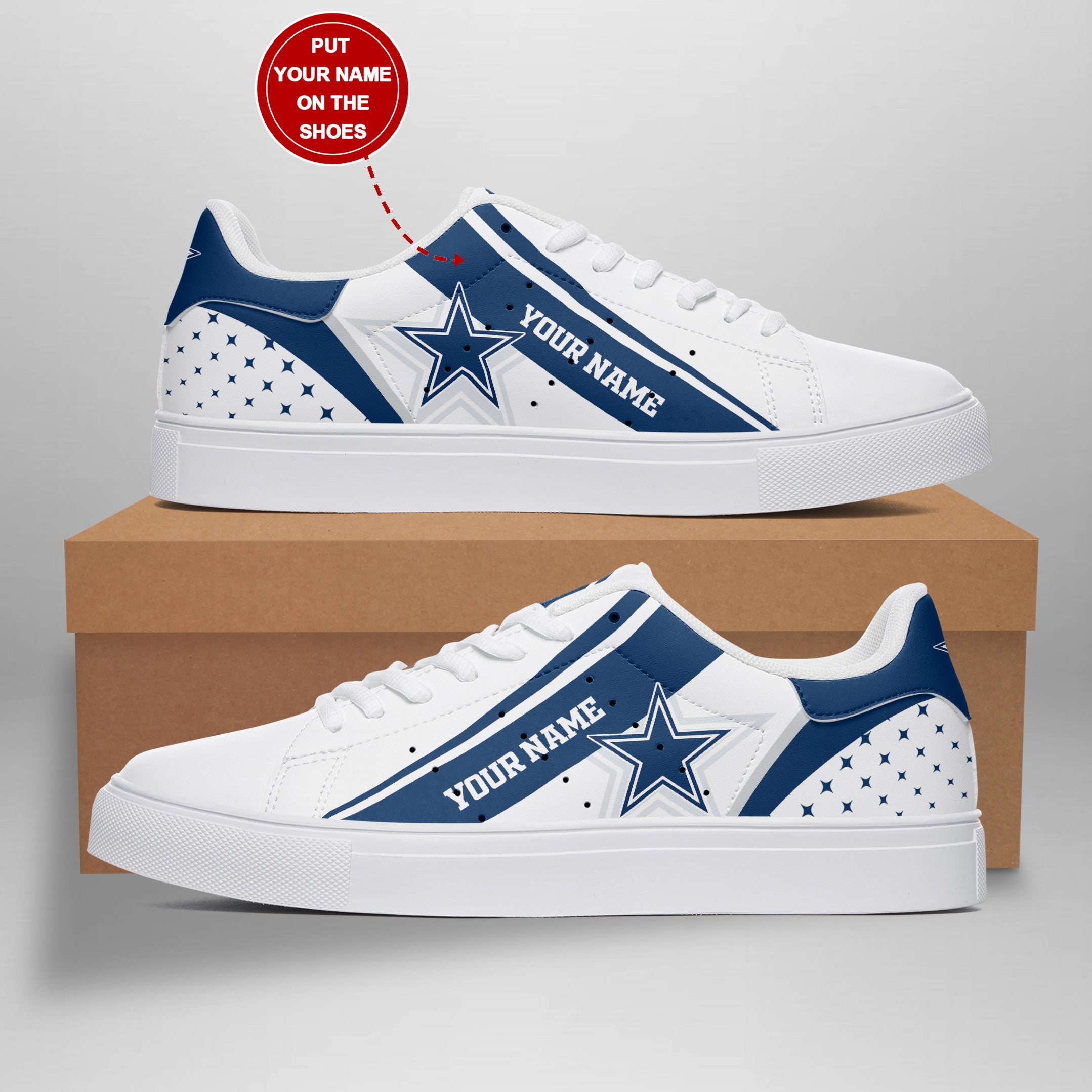 Ideafootwear Dallas Cowboys Skate Stan Shoes Sneakes For Men And Women