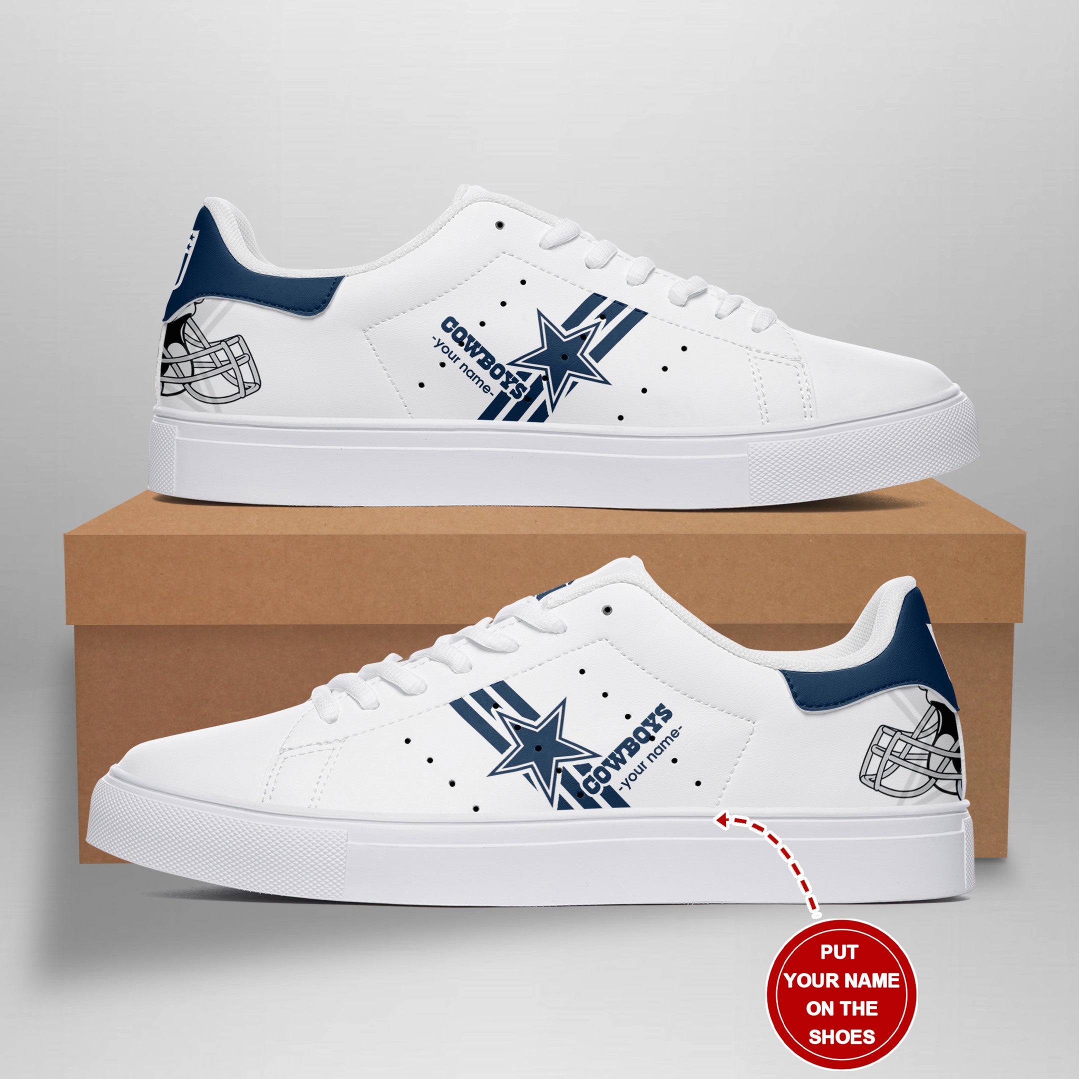 Ideafootwear Dallas Cowboys Skate Stan Shoes Sneakes For Men And Women