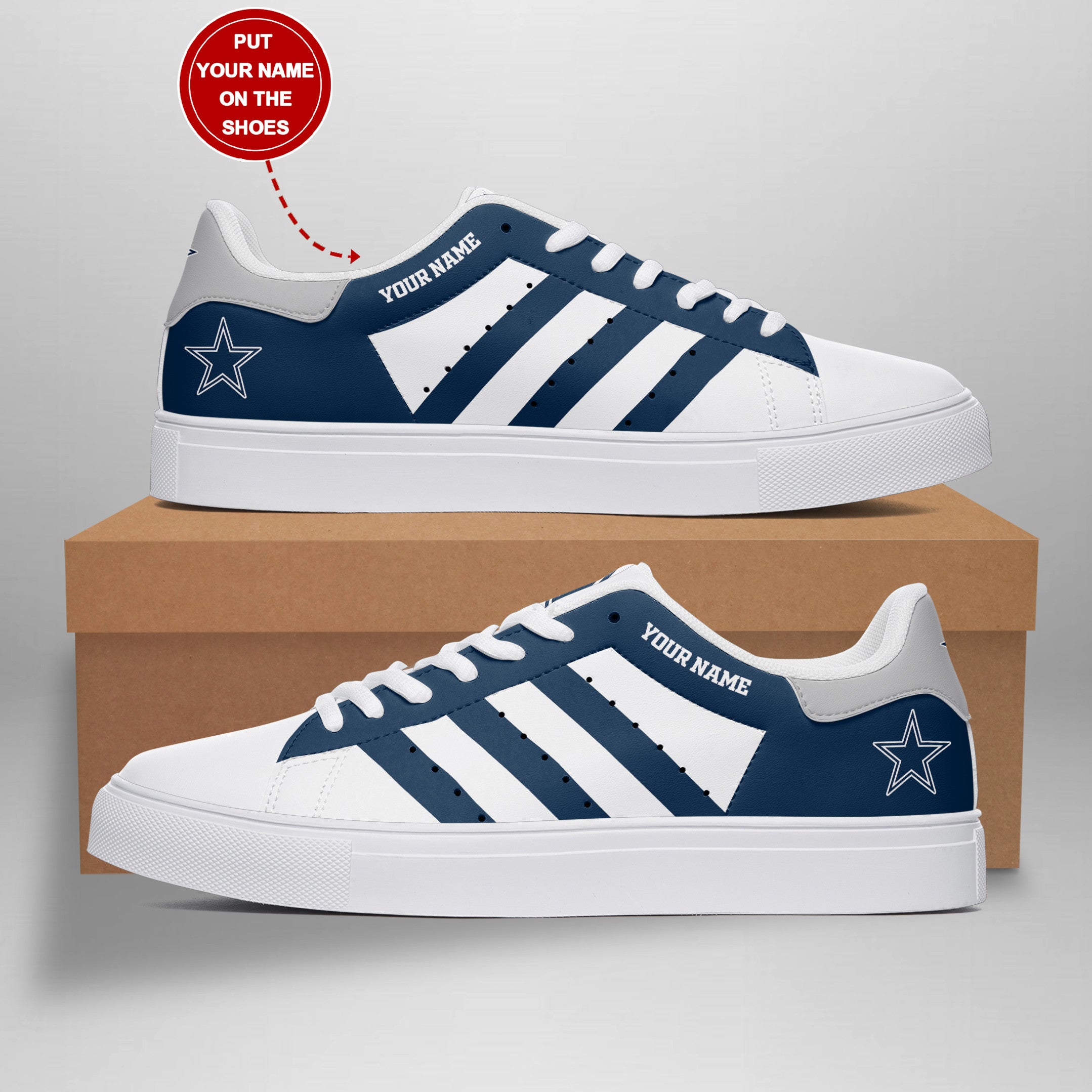 Ideafootwear Dallas Cowboys Skate Stan Shoes Sneakes For Men And Women