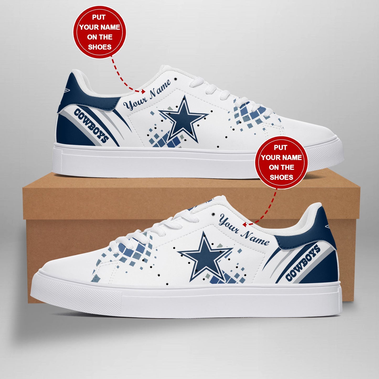 Ideafootwear Dallas Cowboys Skate Stan Shoes Sneakes For Men And Women