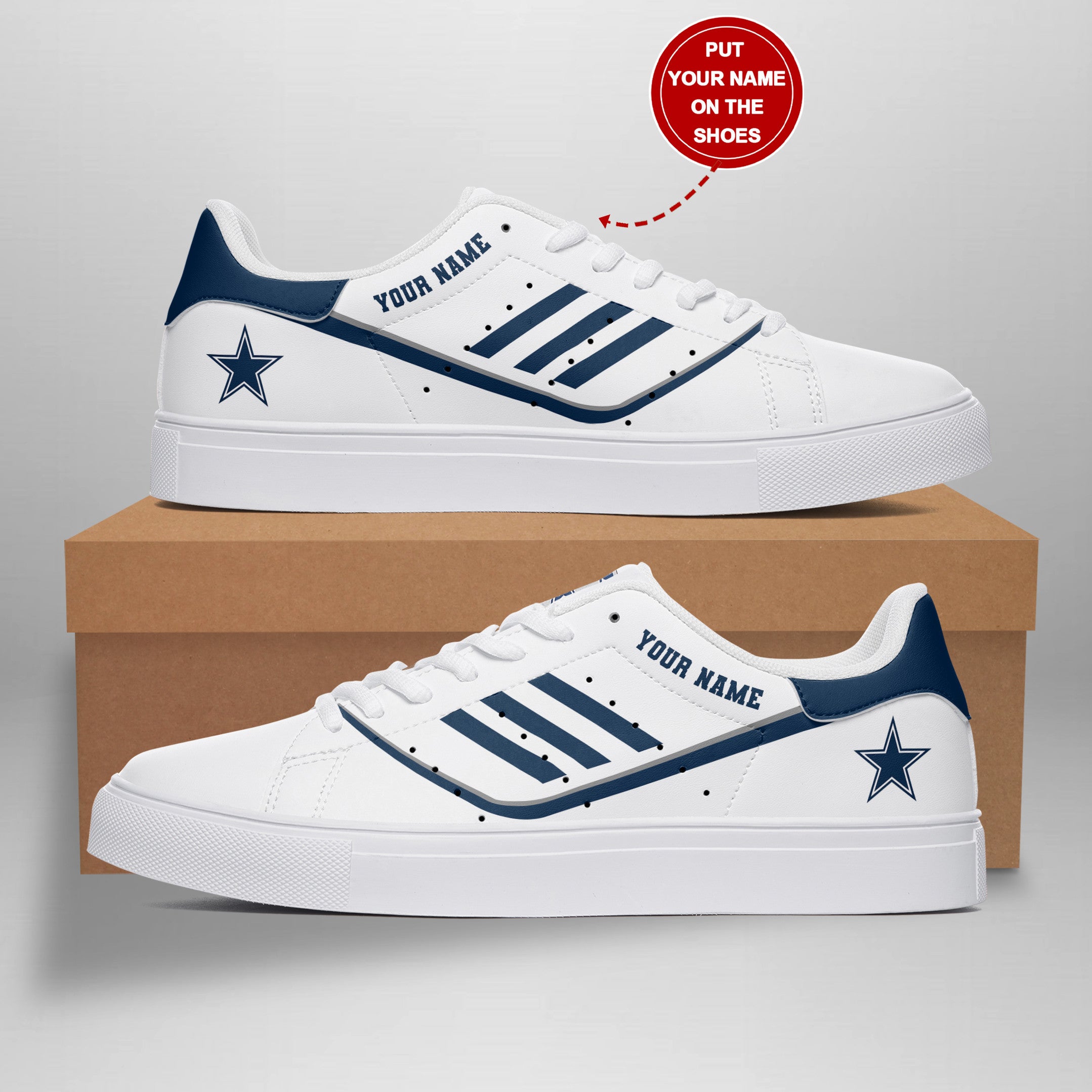 Ideafootwear Dallas Cowboys Skate Stan Shoes Sneakes For Men And Women