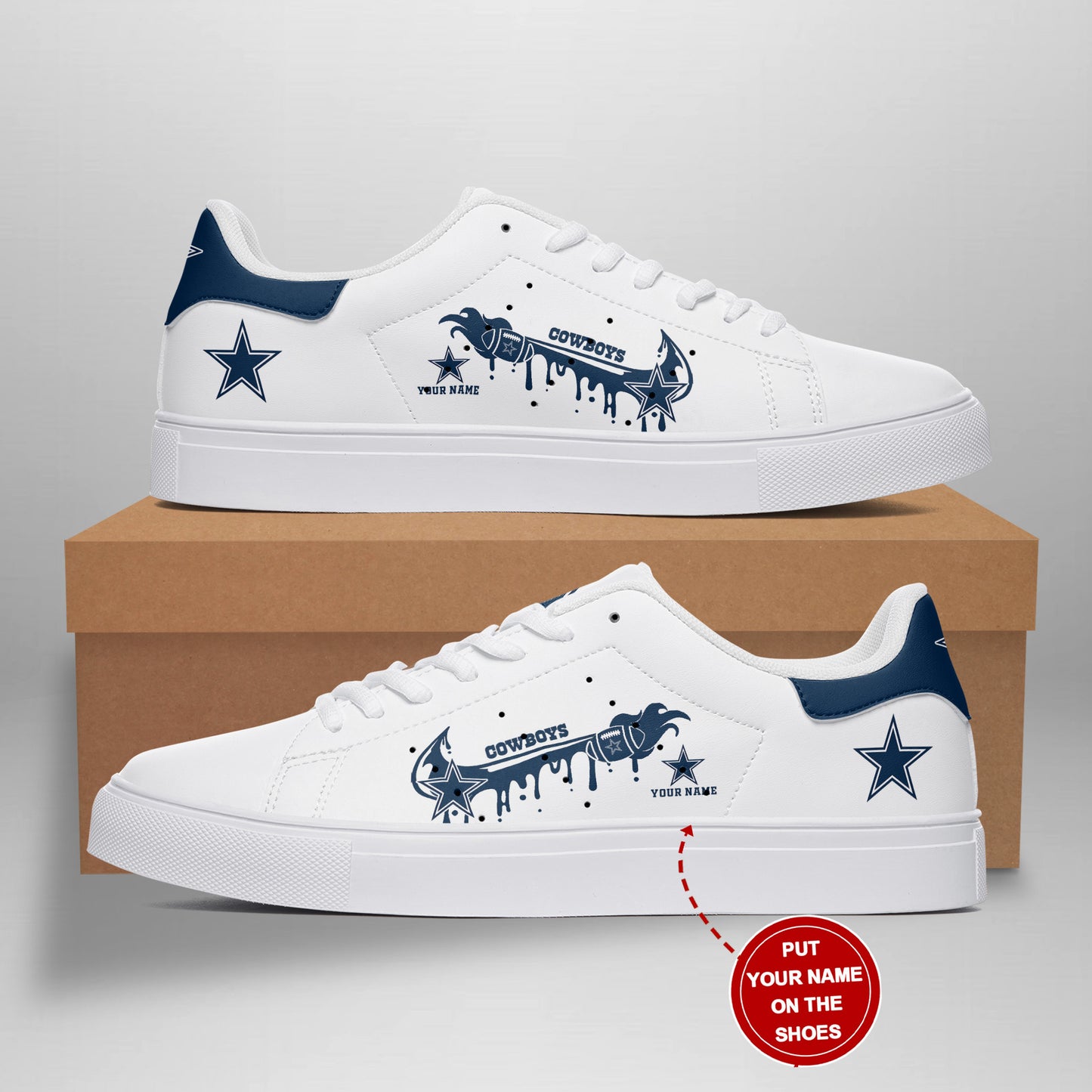 Ideafootwear Dallas Cowboys Skate Stan Shoes Sneakes For Men And Women