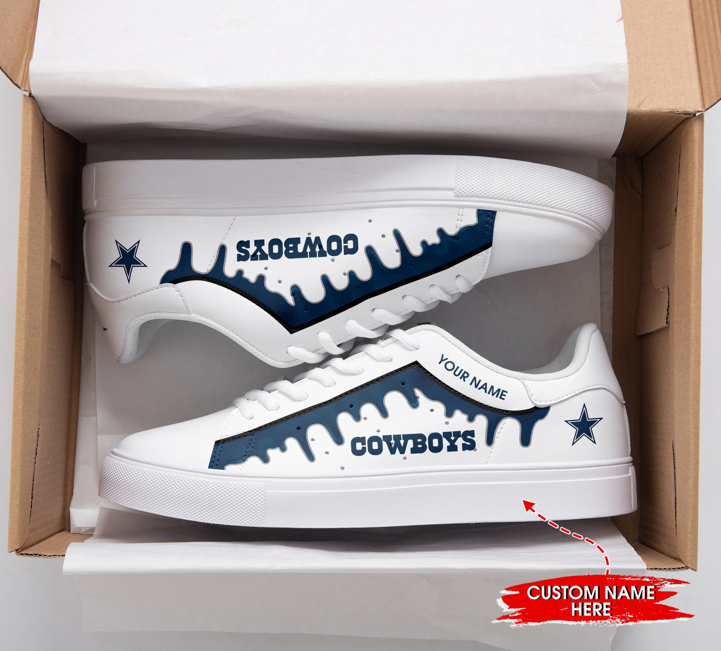 Ideafootwear Dallas Cowboys Skate Stan Shoes Sneakes For Men And Women