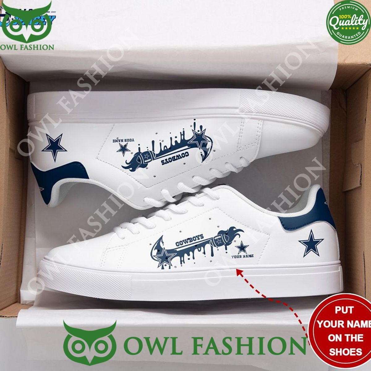 Ideafootwear Dallas Cowboys Skate Stan Shoes Sneakes For Men And Women