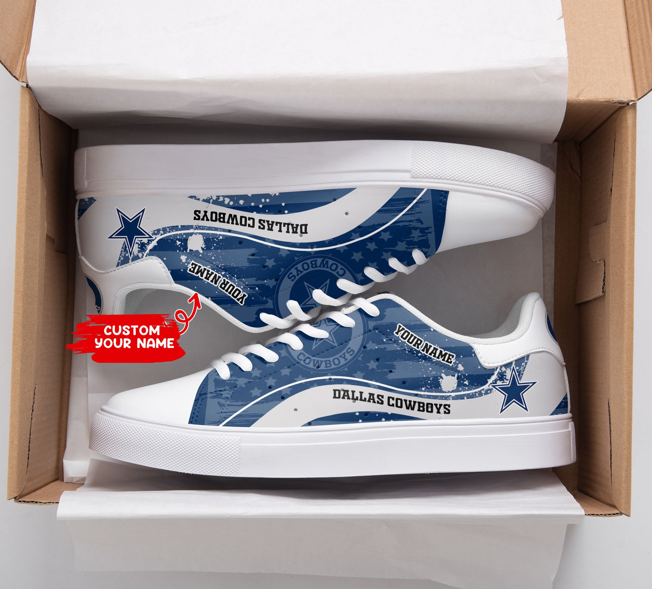 Ideafootwear Dallas Cowboys Skate Stan Shoes Sneakes For Men And Women