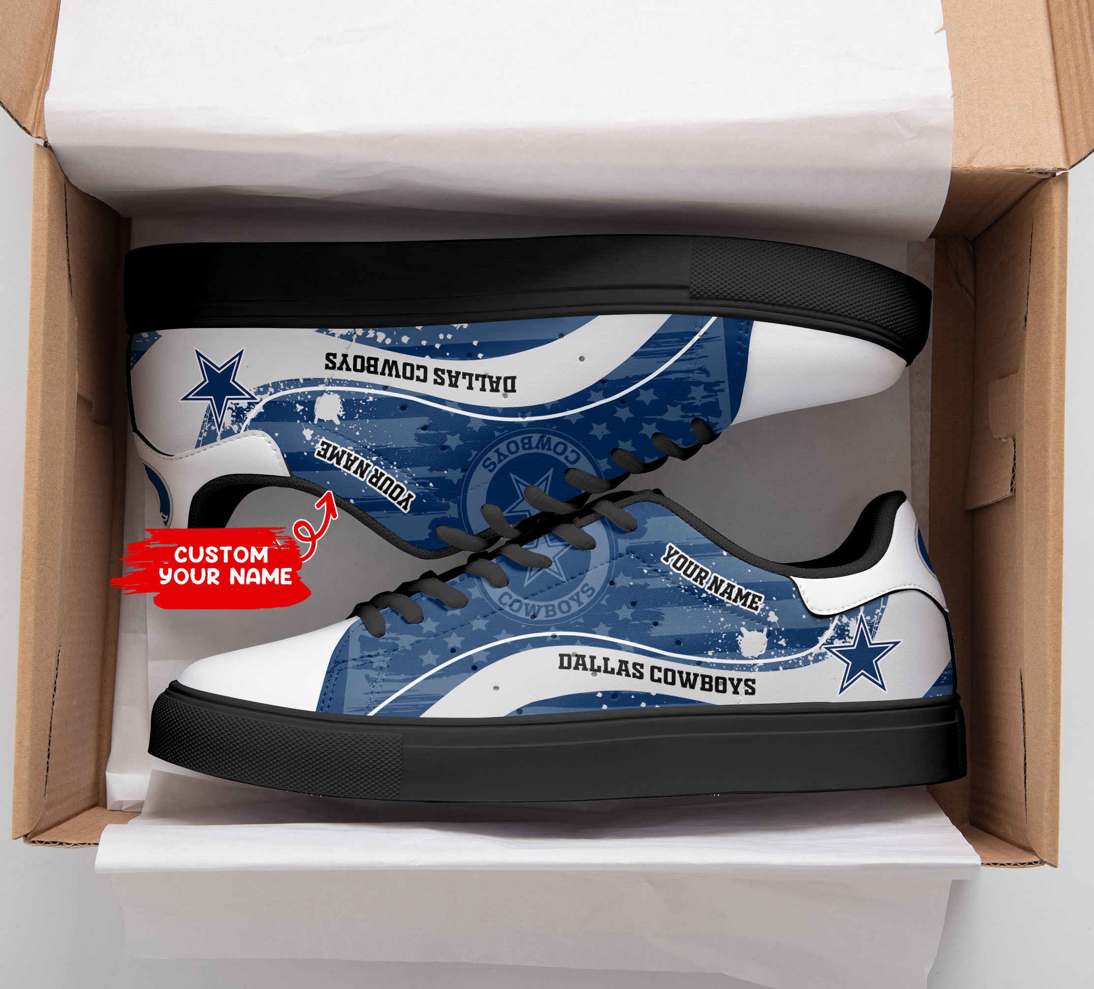 Ideafootwear Dallas Cowboys Skate Stan Shoes Sneakes For Men And Women