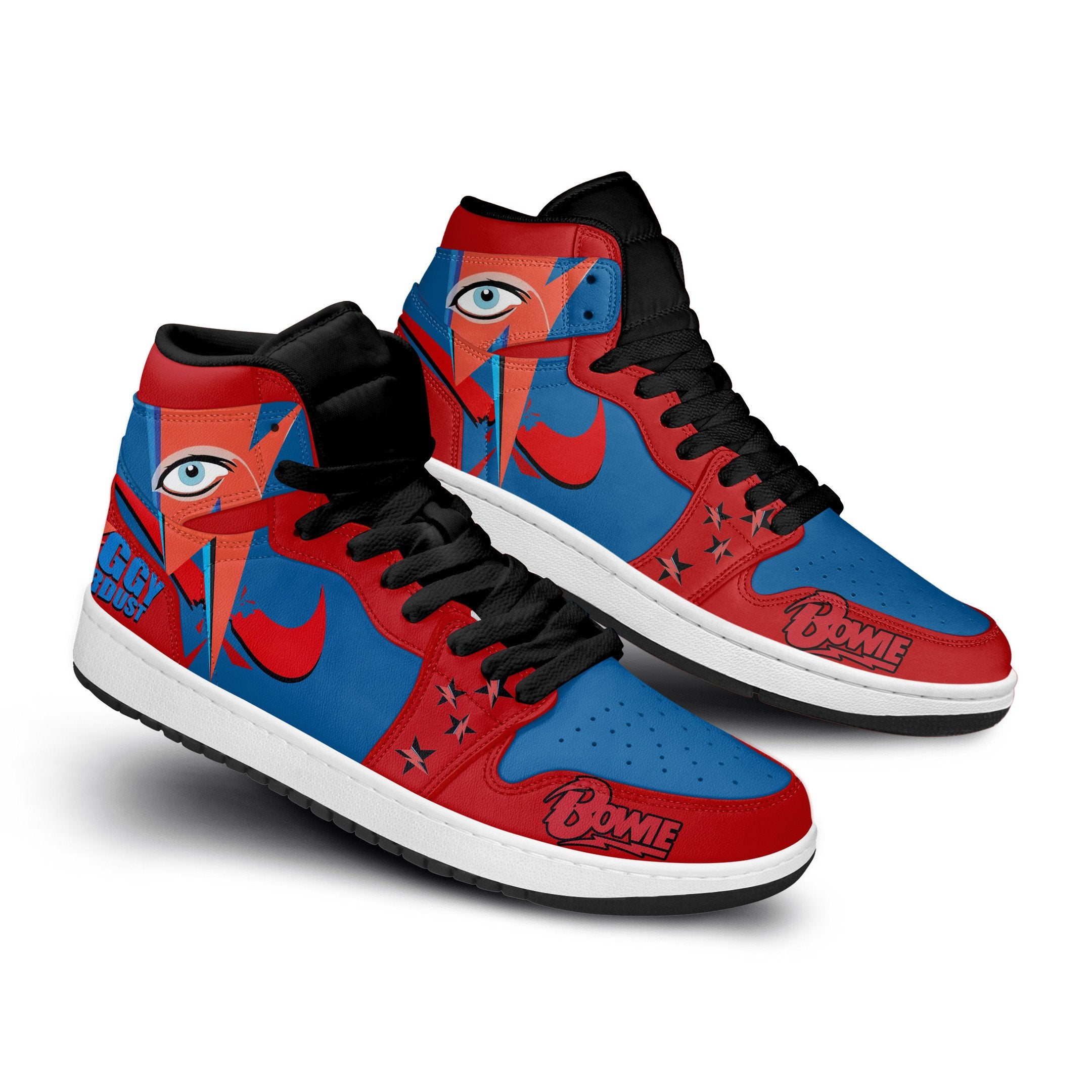 Ideafootwear David Bowie AJ1 High Sneakers Shoes For Men And Women