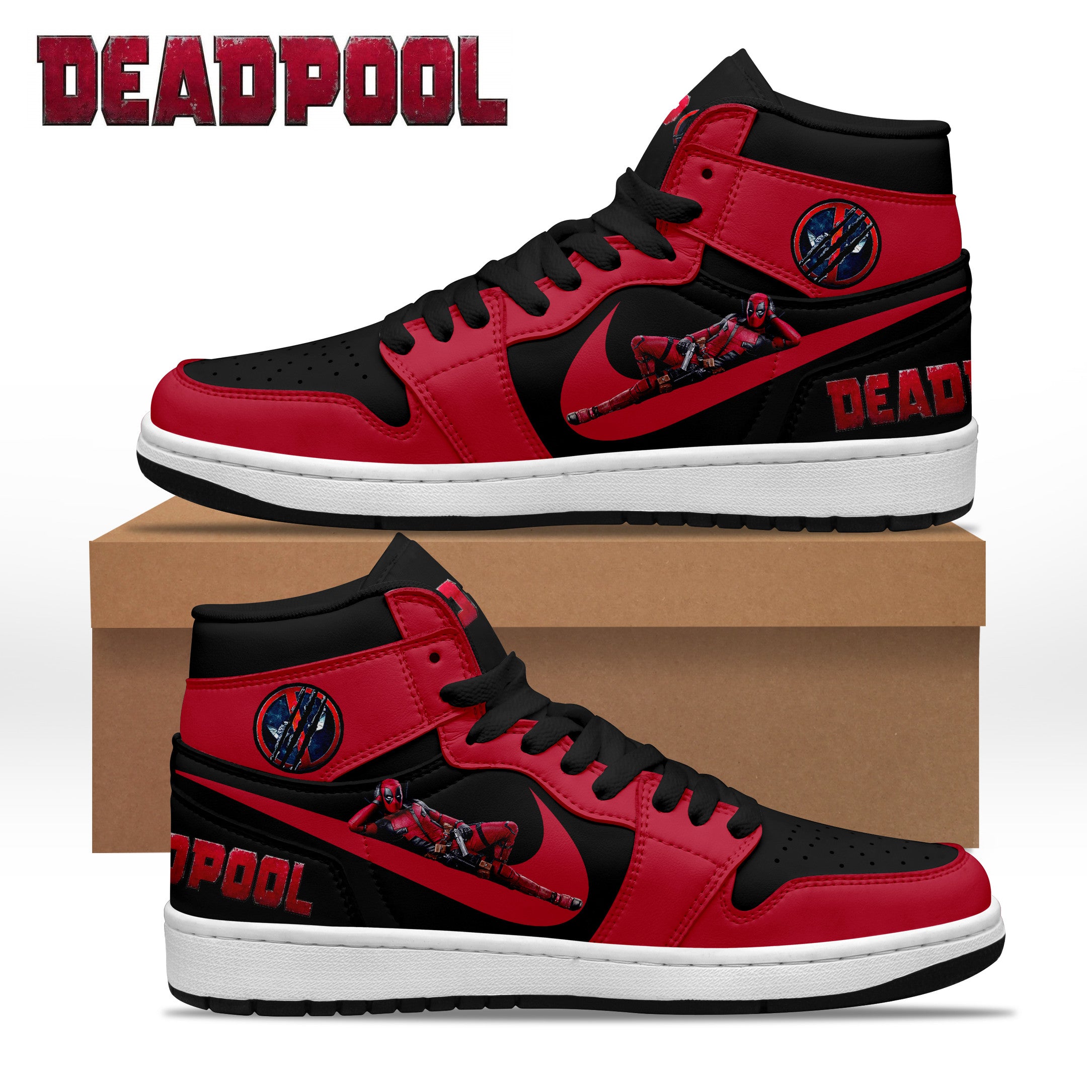 Ideafootwear Deadpool & Wolverine AJ1 High Sneakers Shoes For Men And Women