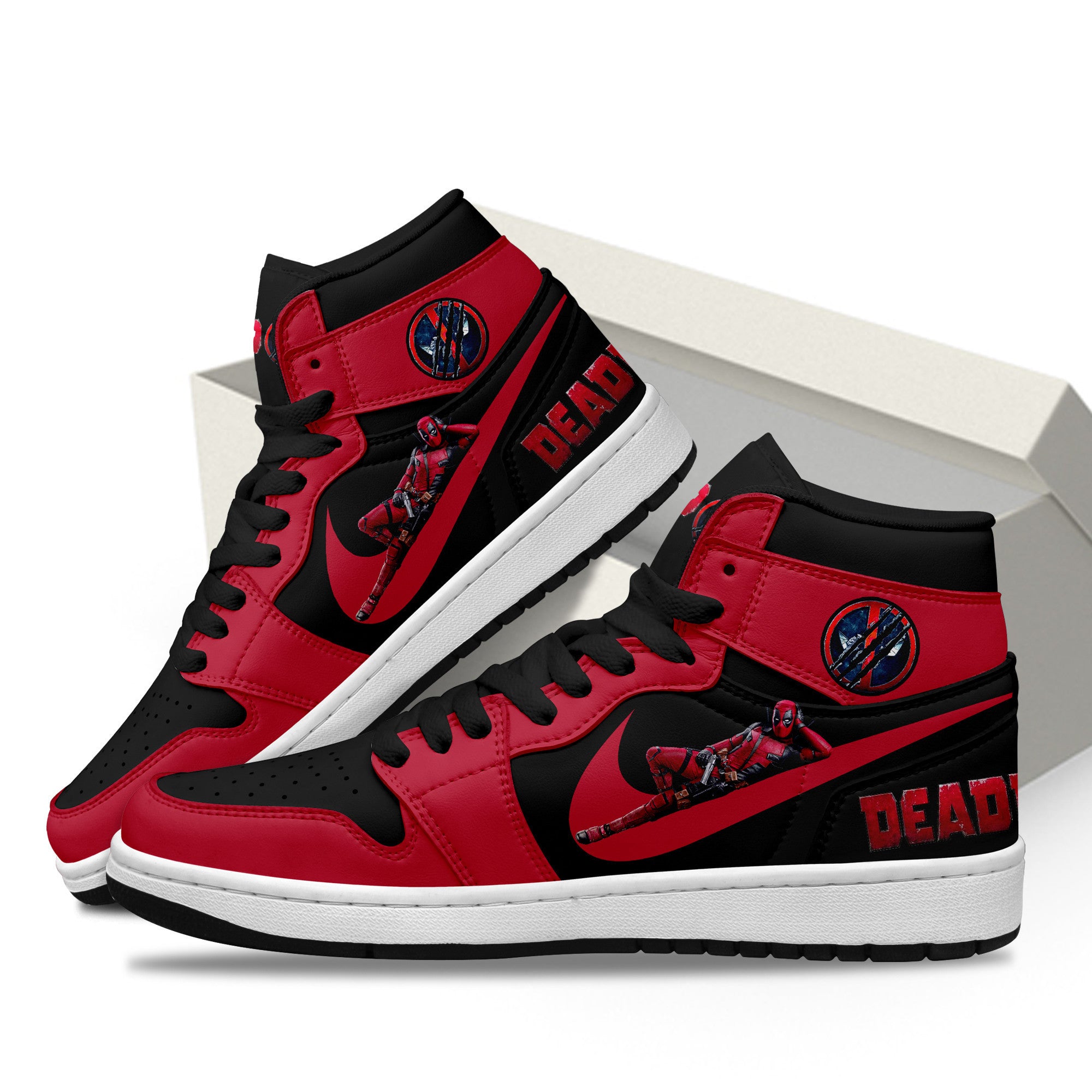 Ideafootwear Deadpool AJ1 High Sneakers Shoes For Men And Women