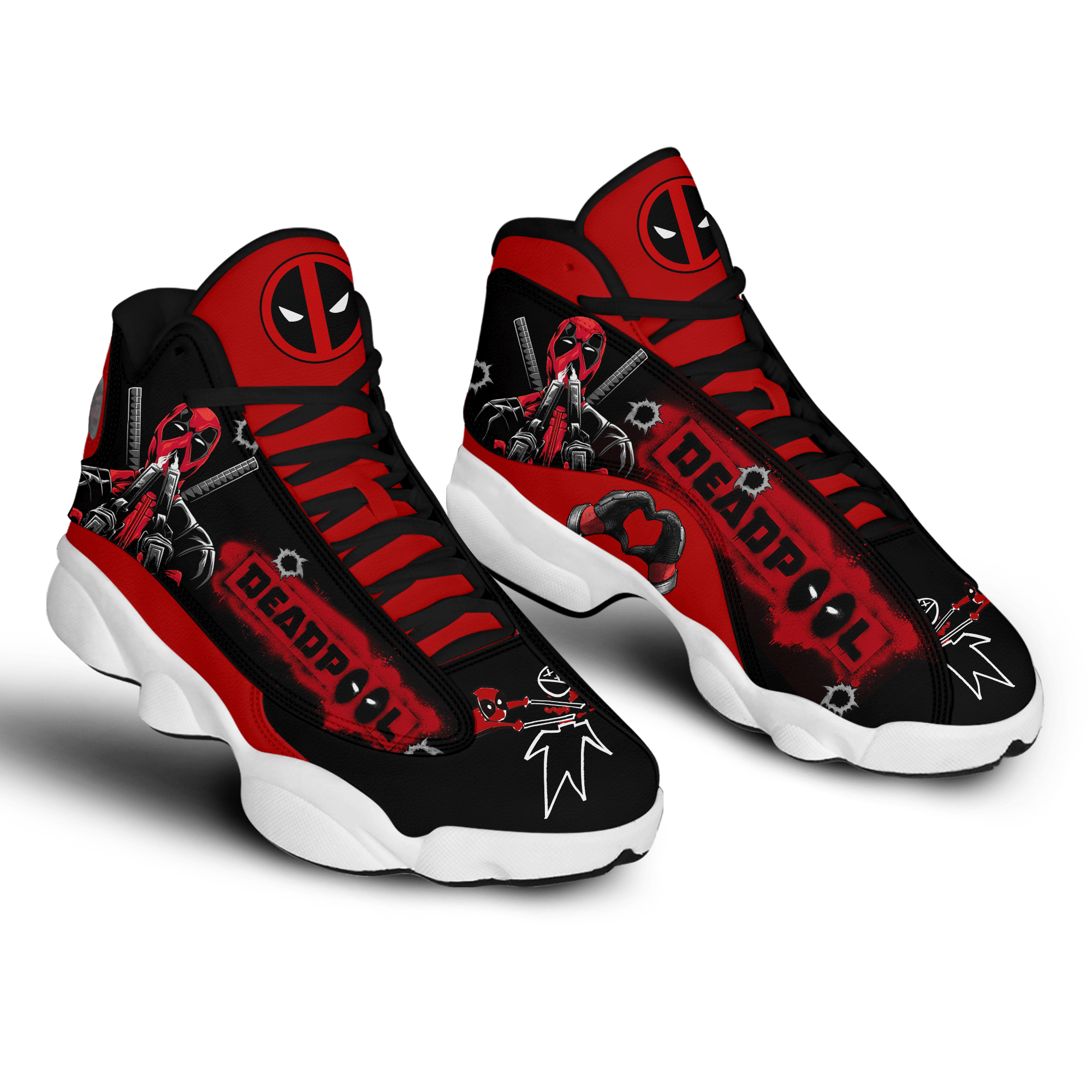 Ideafootwear Deadpool AJ13 Sneakers Shoes For Men And Women