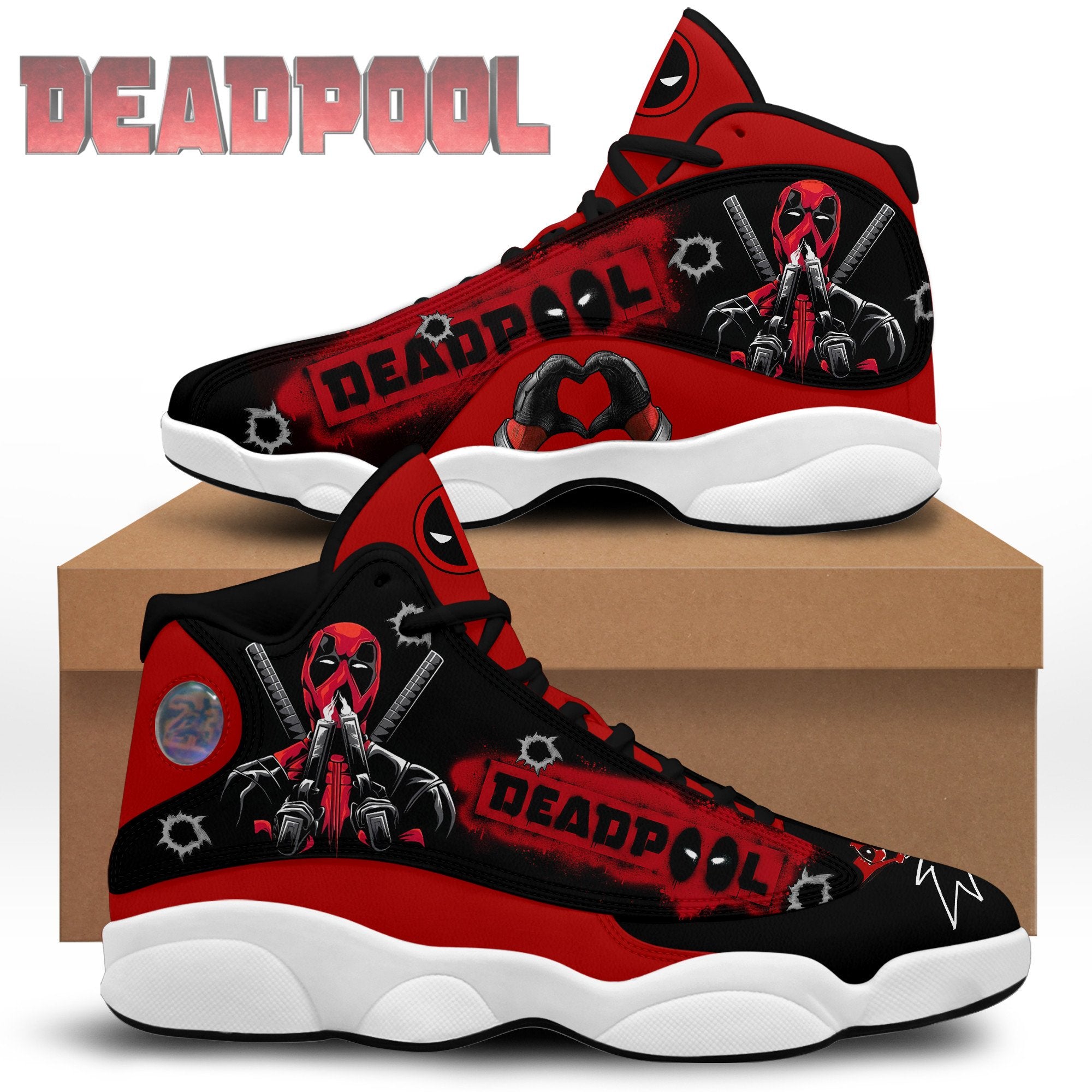 Ideafootwear Deadpool AJ13 Sneakers Shoes For Men And Women